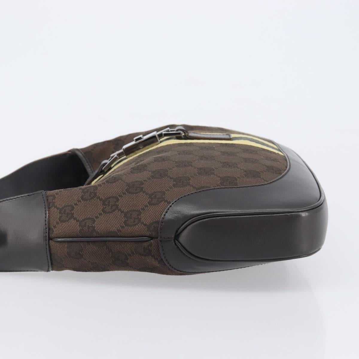 GUCCI GG Canvas Jackie Shoulder Bag Brown 00963 Auth 207923A