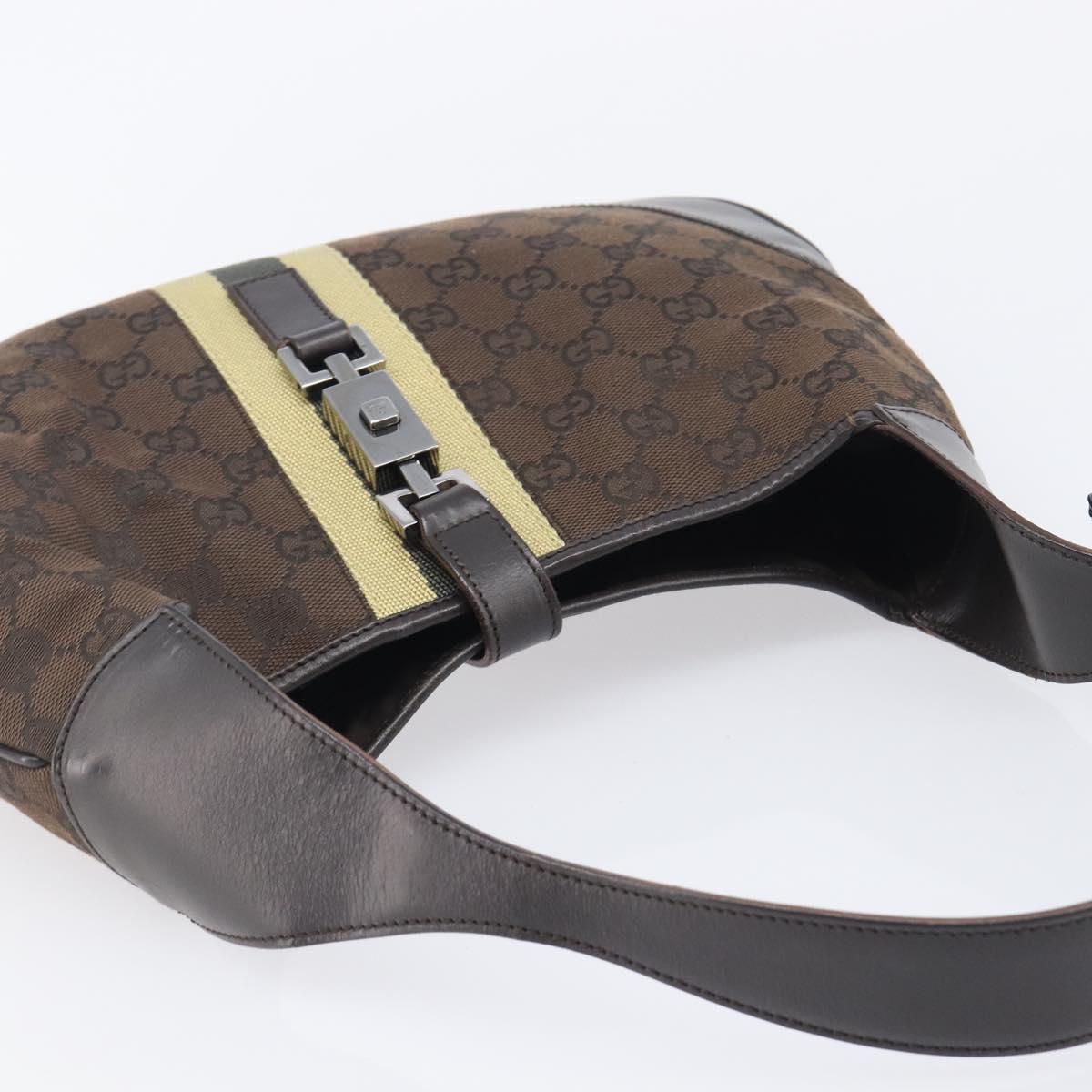 GUCCI GG Canvas Jackie Shoulder Bag Brown 00963 Auth 207923A