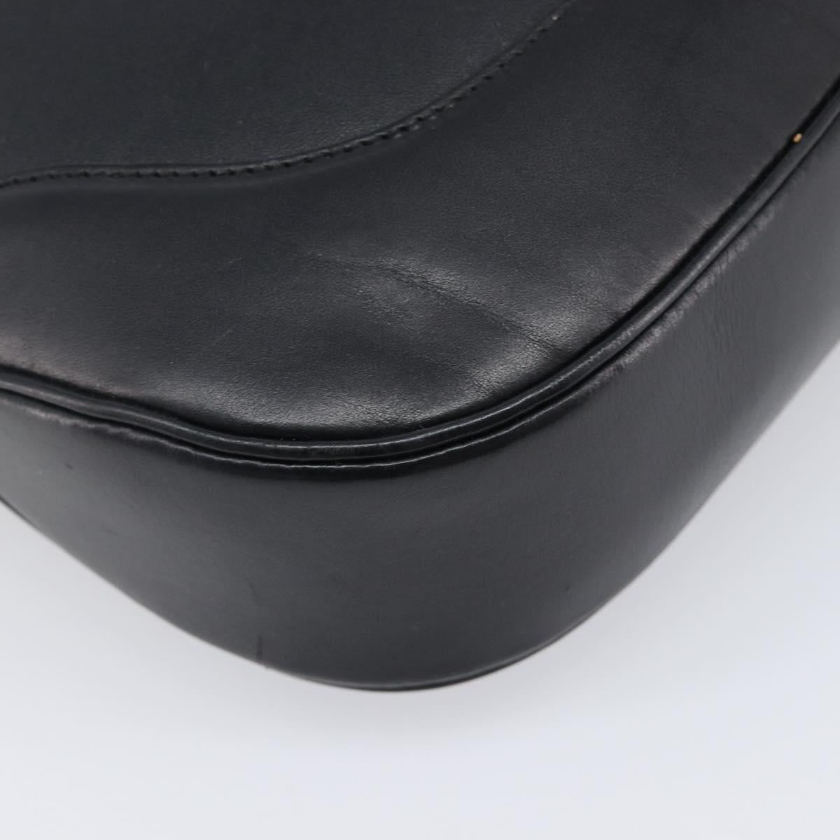 GUCCI Jackie Shoulder Bag Leather Black Silver 001 3346 Auth 207926A