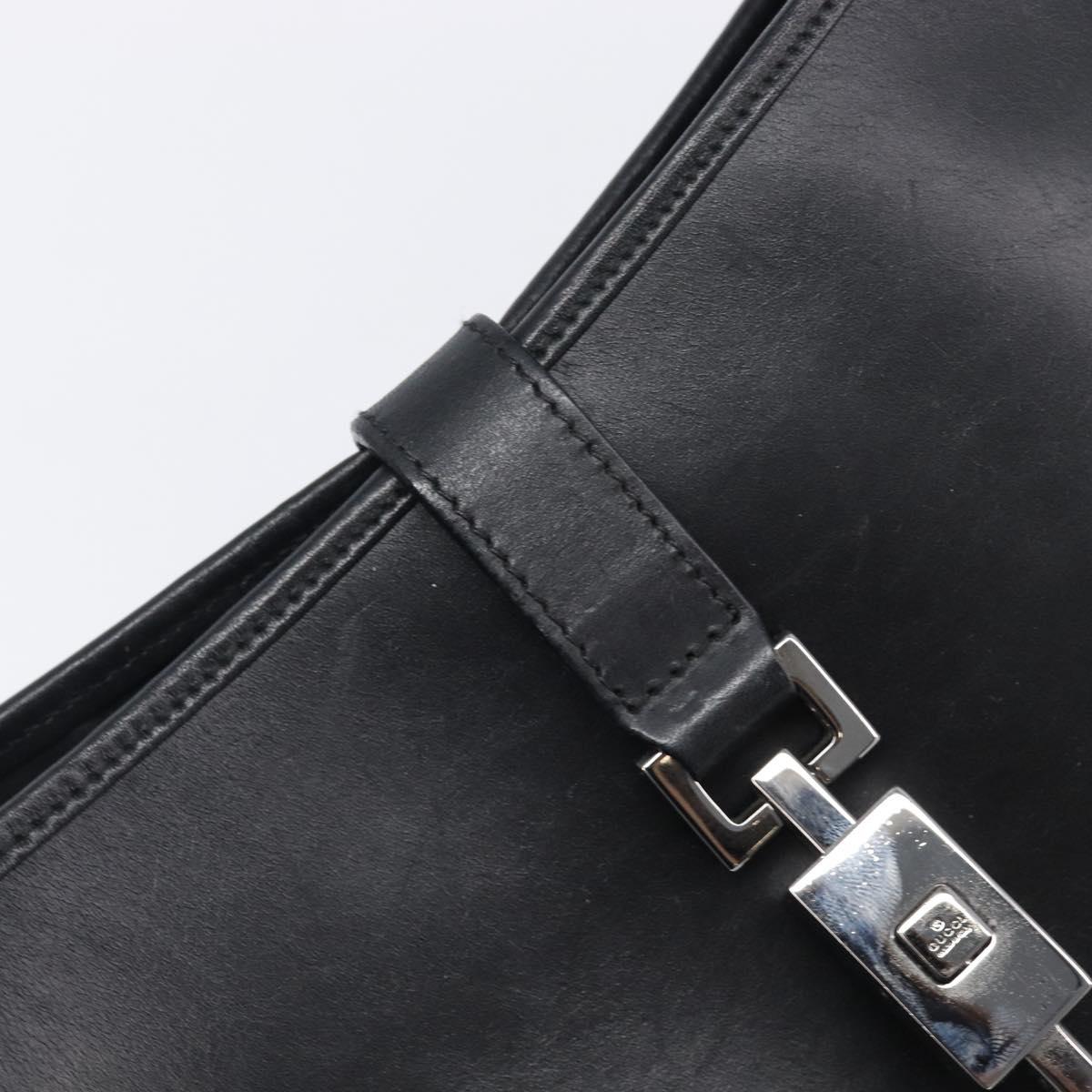 GUCCI Jackie Shoulder Bag Leather Black Silver 001 3346 Auth 207926A