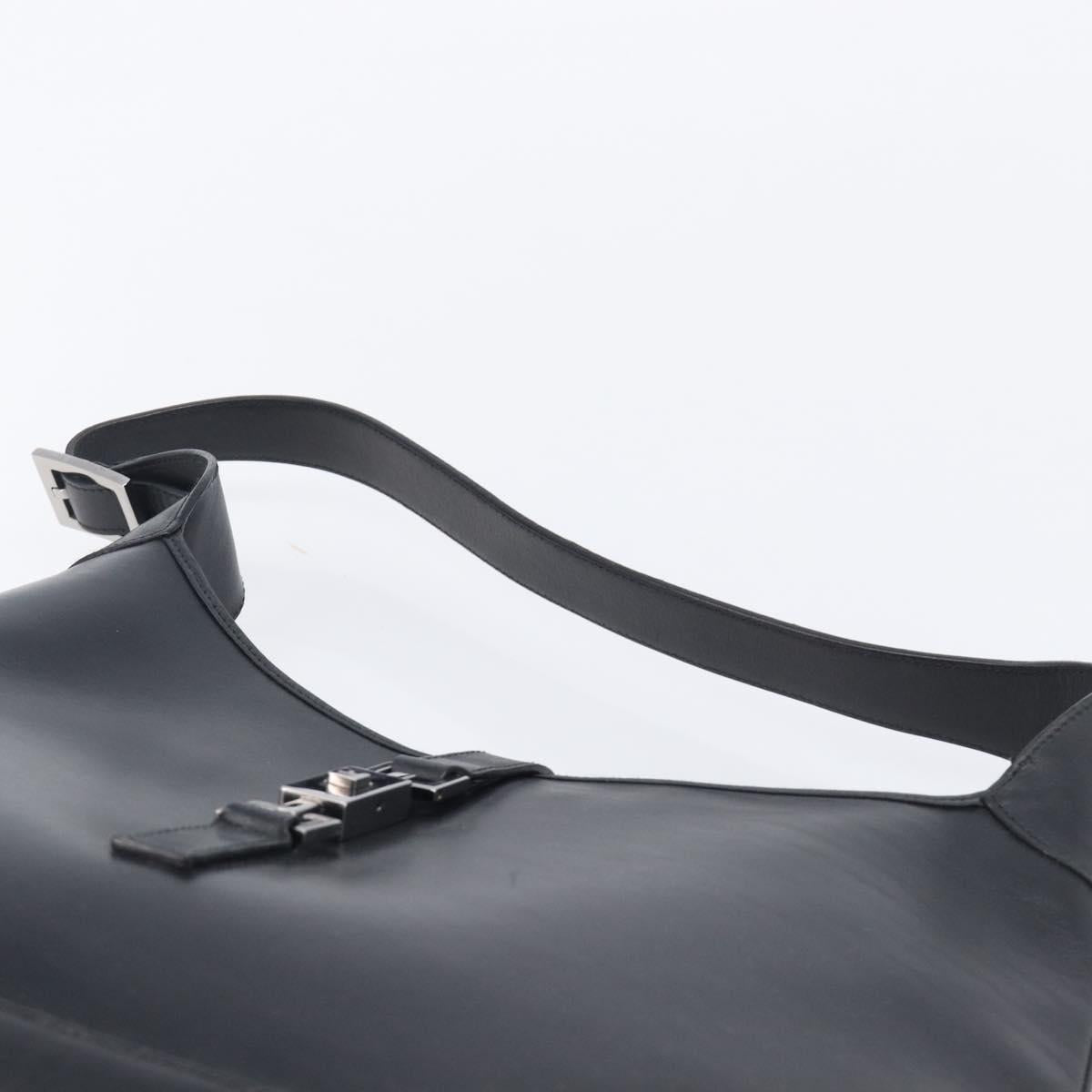 GUCCI Jackie Shoulder Bag Leather Black Silver 001 3346 Auth 207926A