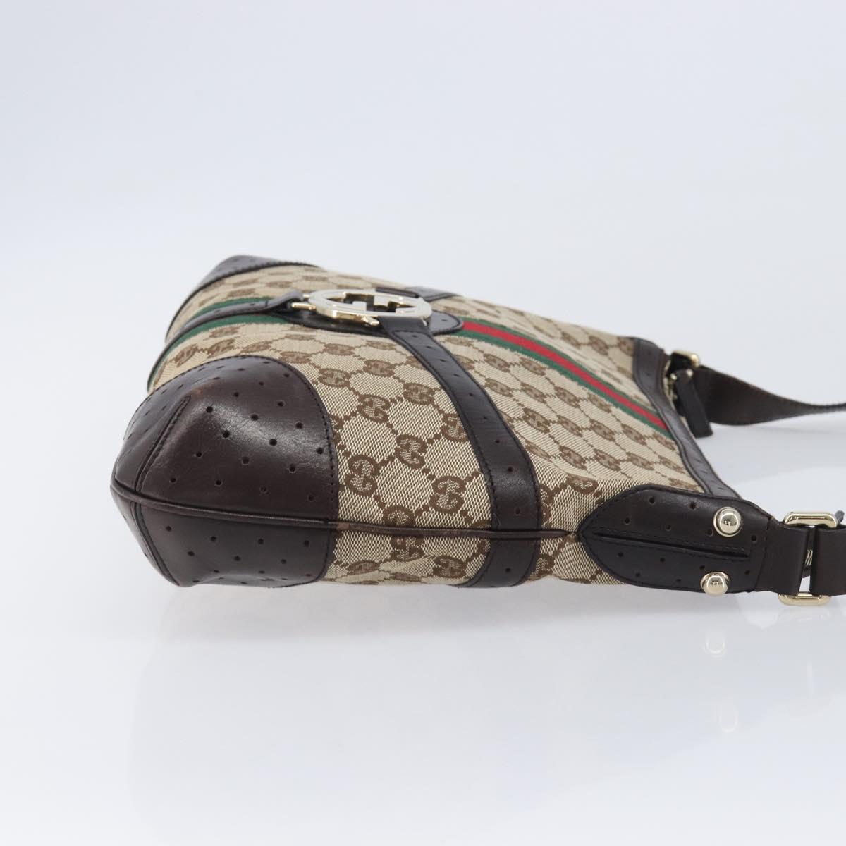 GUCCI GG Canvas Web Sherry Line Interlocking G Shoulder Bag 131033 Auth 207927A