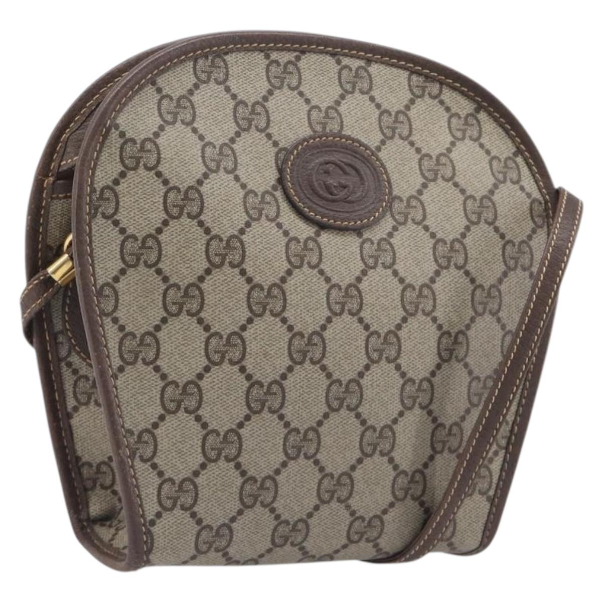 GUCCI GG Supreme Shoulder Bag PVC Beige Gold Tone 007 89 1096 Auth 207931