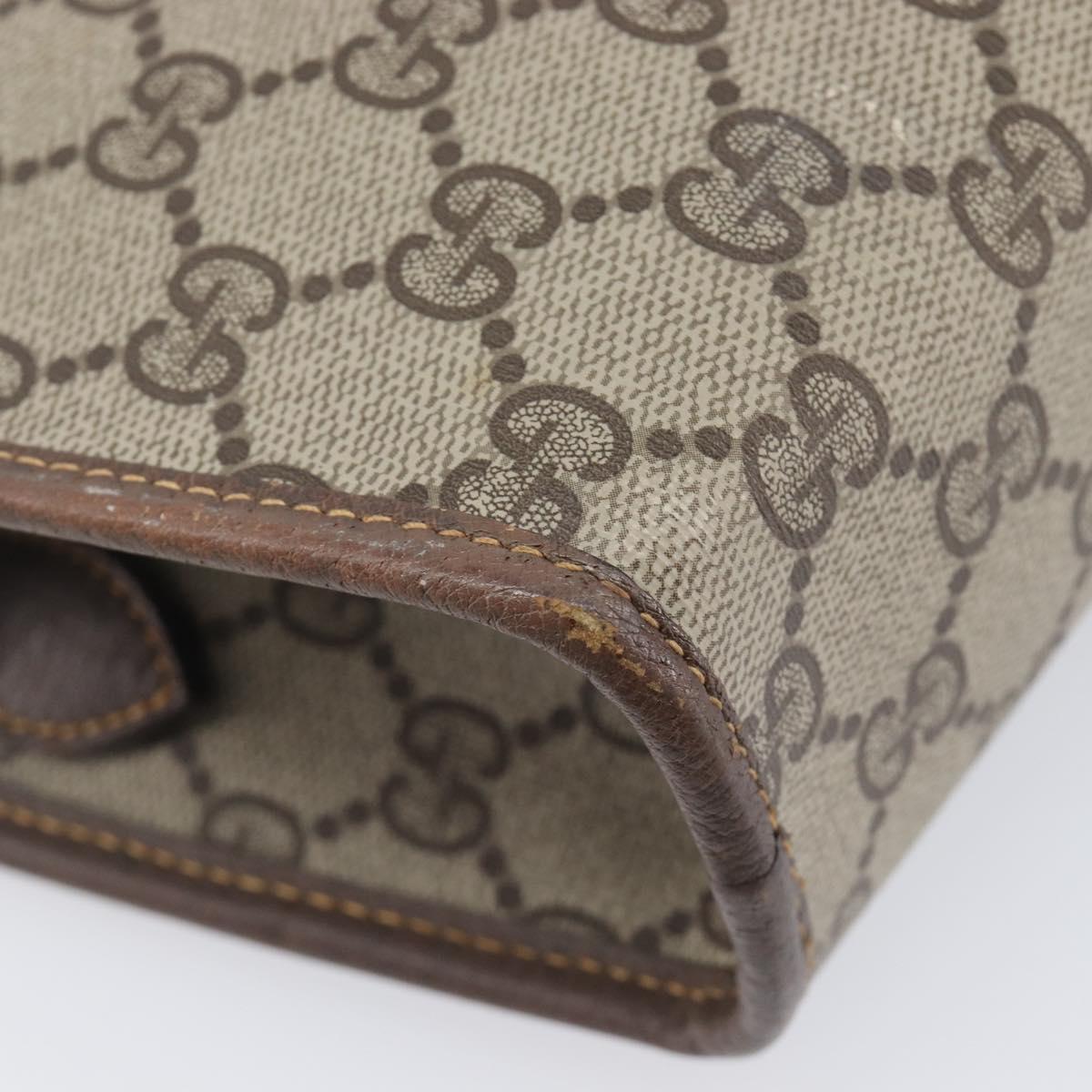 GUCCI GG Supreme Shoulder Bag PVC Beige Gold Tone 007 89 1096 Auth 207931