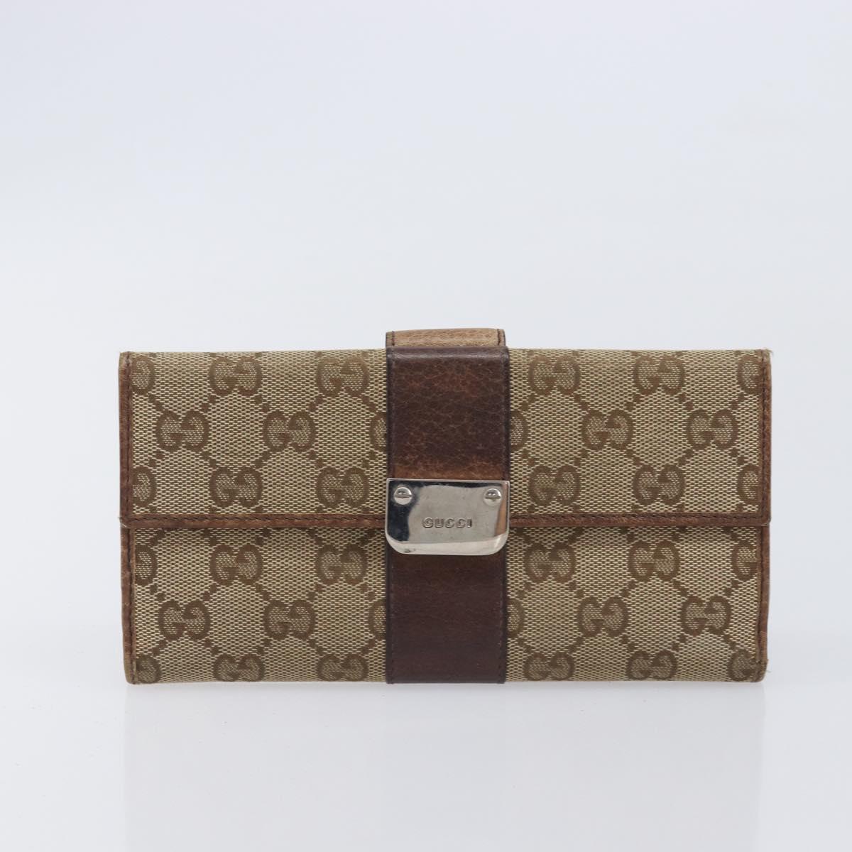 GUCCI GG Wallet Hand Bag 3 Set Beige Gold Tone Auth 207932