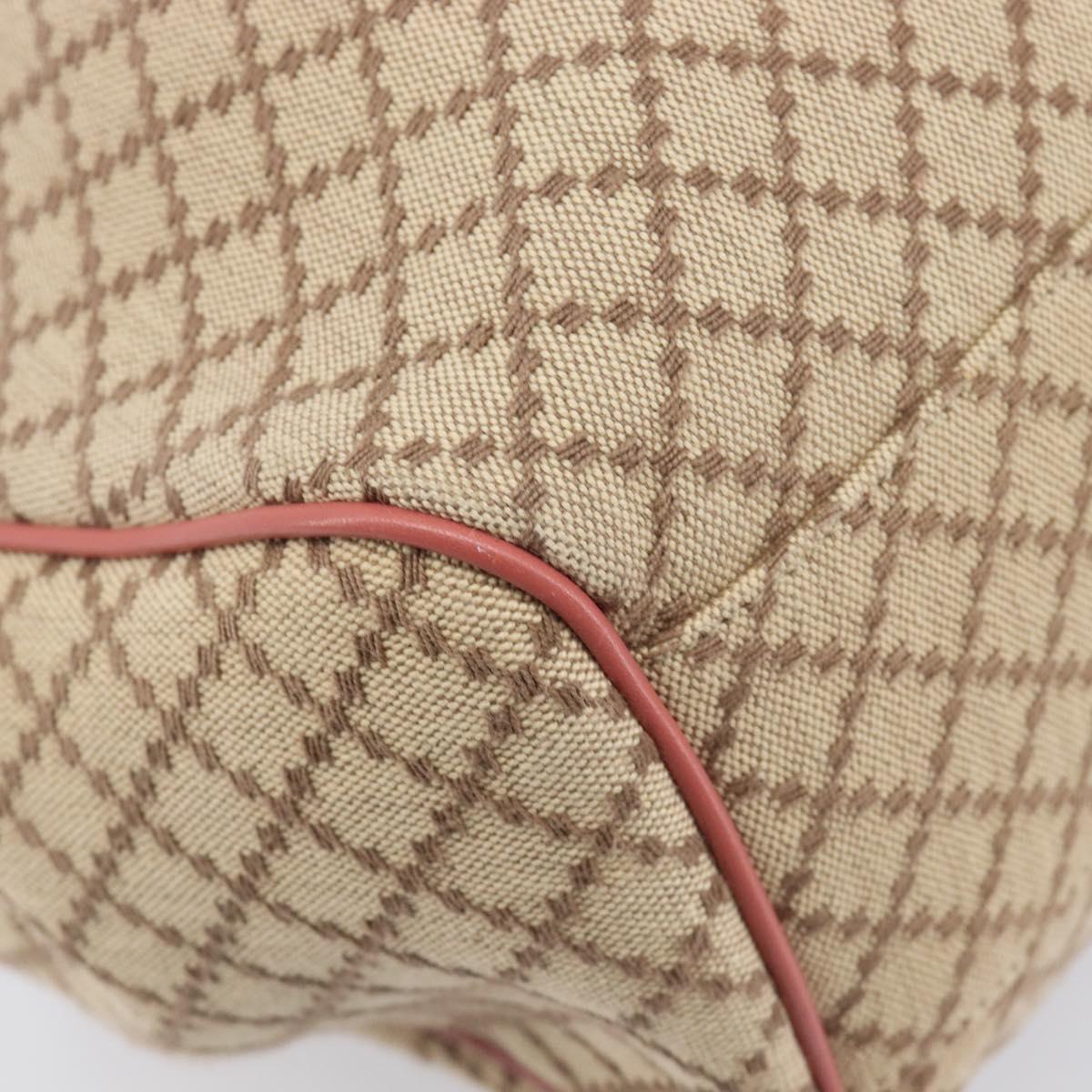 GUCCI Diamante Sukey Hand Bag Canvas Beige Gold Tone 211944 Auth 207934V