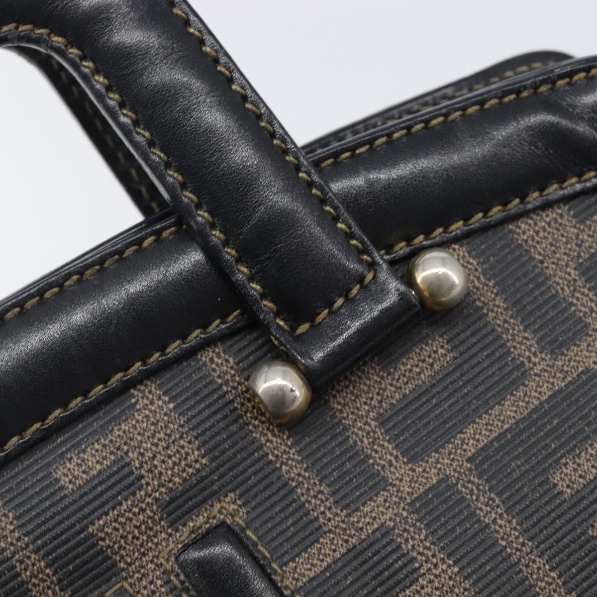 FENDI Zucca Canvas Hand Bag PVC Black Gold Auth 207972