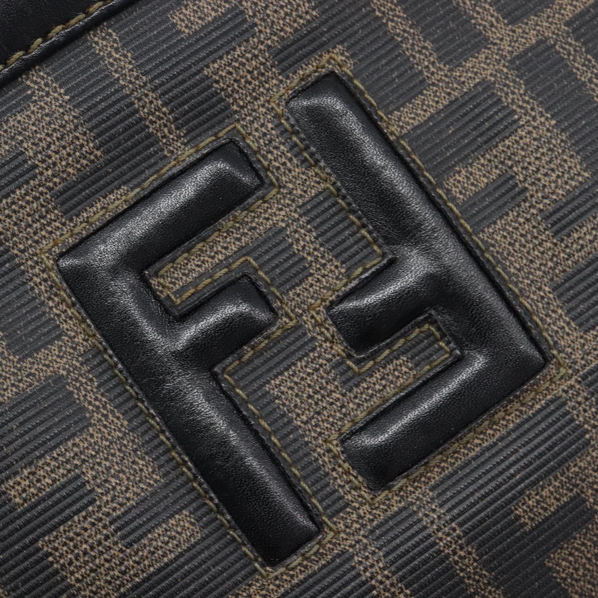 FENDI Zucca Canvas Hand Bag PVC Black Gold Auth 207972