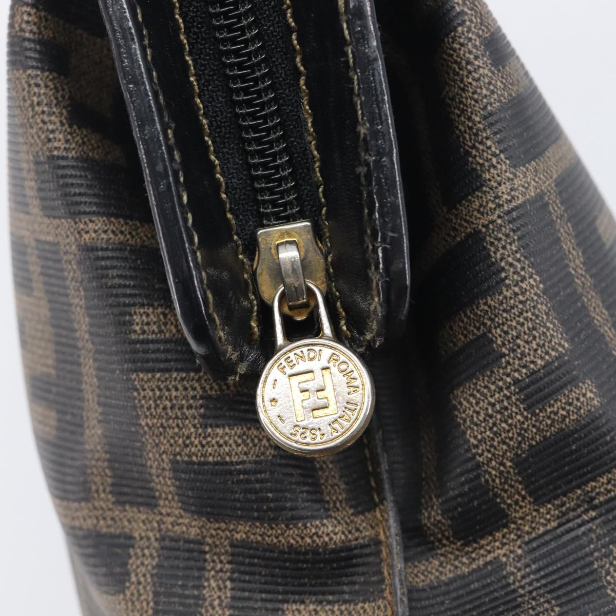 FENDI Zucca Canvas Hand Bag PVC Black Gold Auth 207972
