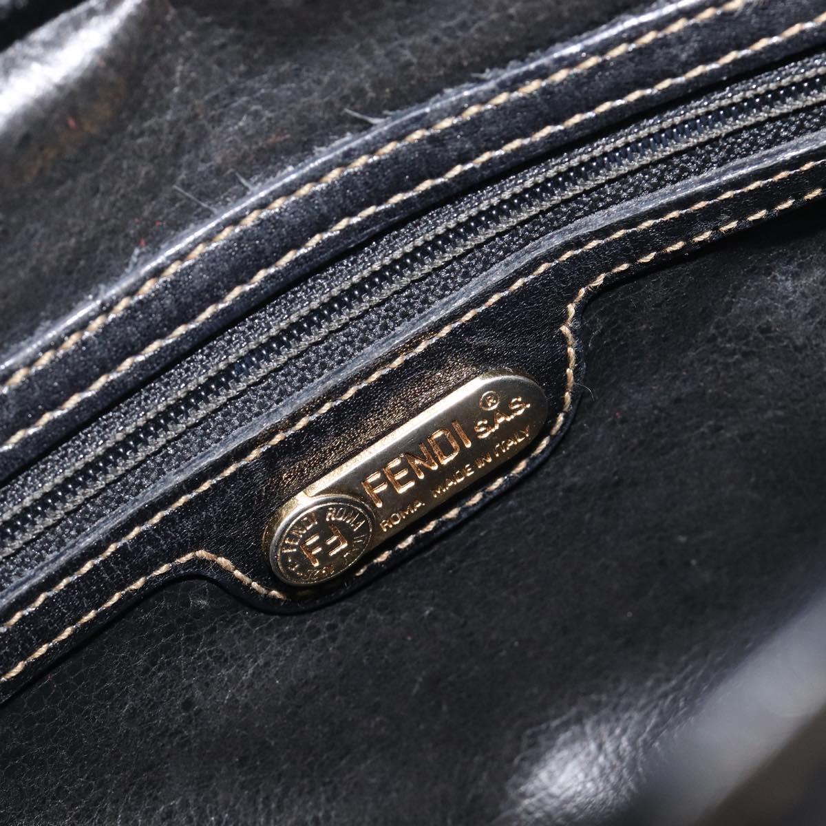 FENDI Zucca Canvas Hand Bag PVC Black Gold Auth 207972