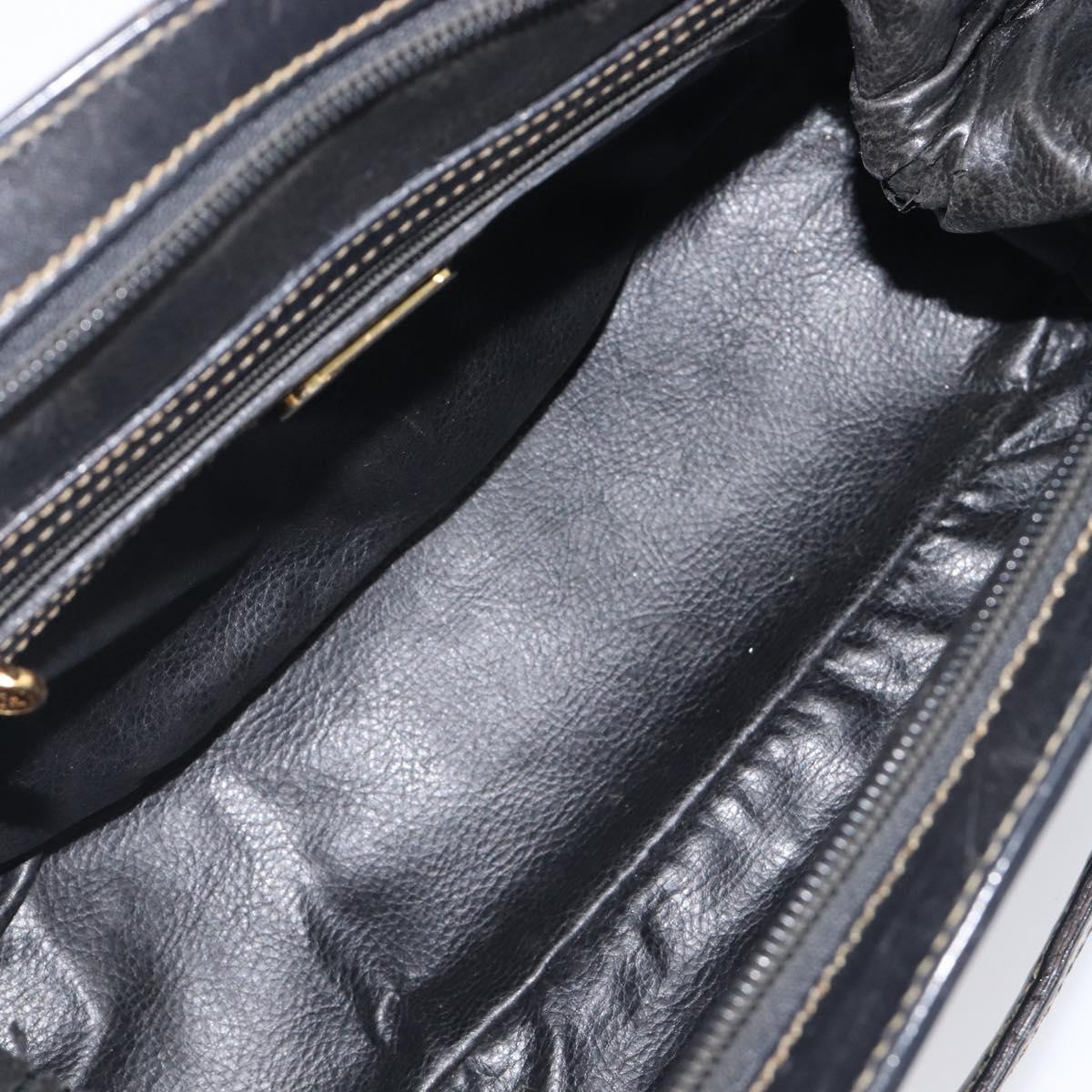 FENDI Zucca Canvas Hand Bag PVC Black Gold Auth 207972