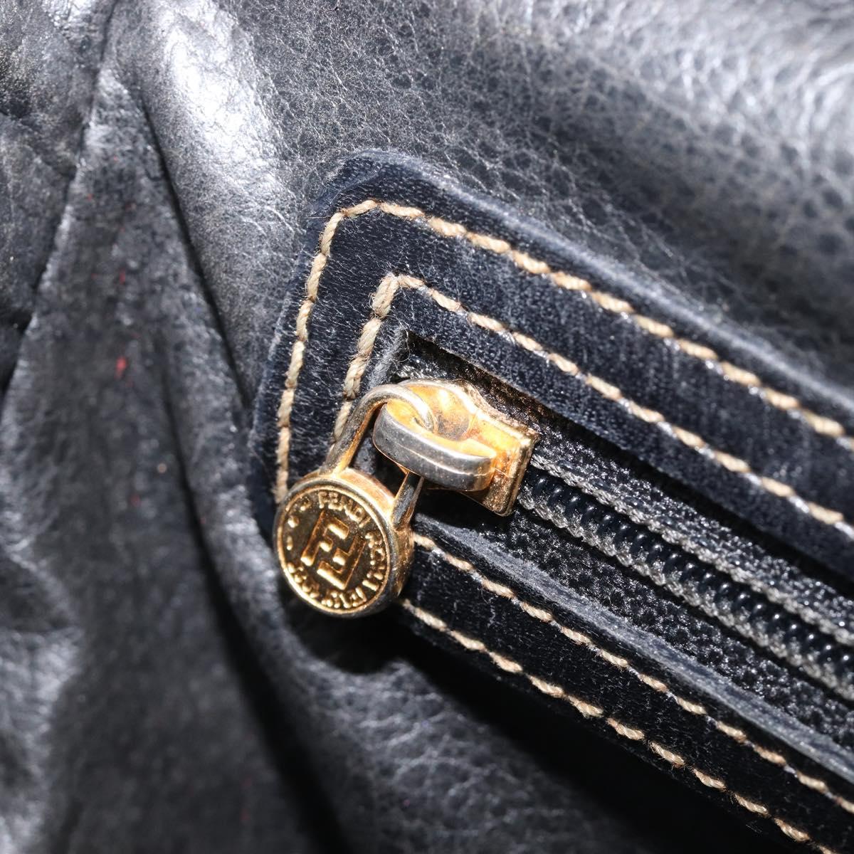 FENDI Zucca Canvas Hand Bag PVC Black Gold Auth 207972