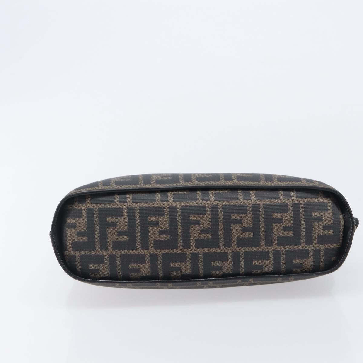 FENDI Zucca Canvas Hand Bag PVC Black Gold Auth 207972