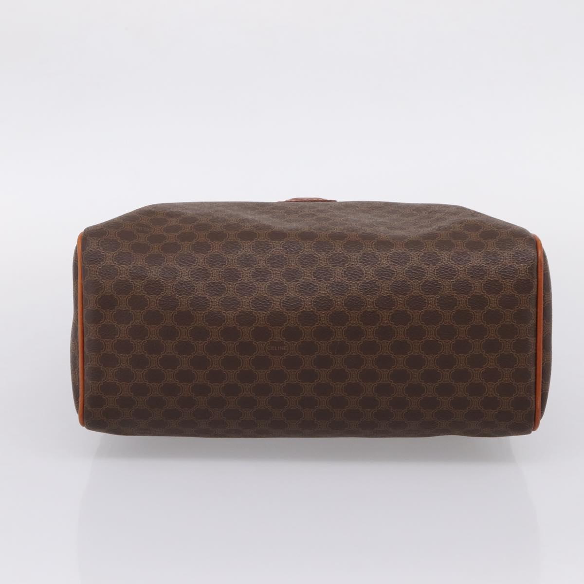 CELINE Macadam Canvas Boston Bag PVC Leather Brown Gold Auth 207973A