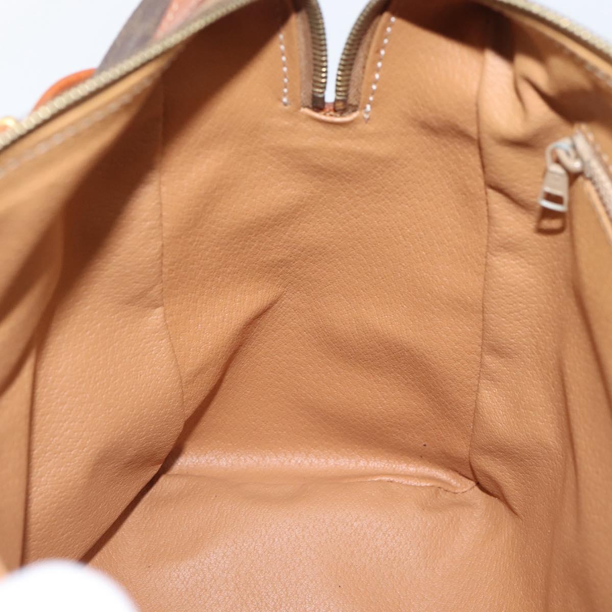 CELINE Macadam Canvas Boston Bag PVC Leather Brown Gold Auth 207973A