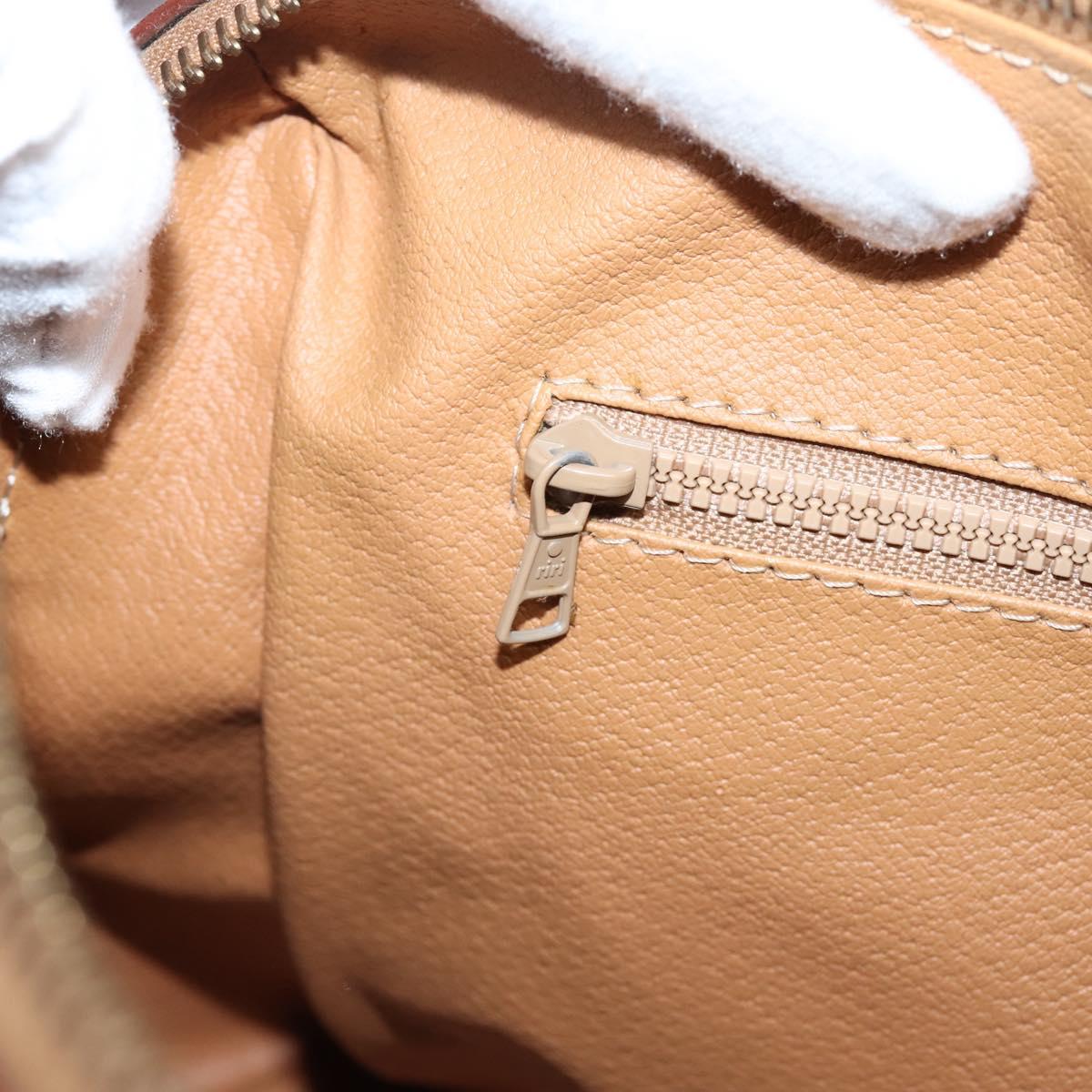 CELINE Macadam Canvas Boston Bag PVC Leather Brown Gold Auth 207973A