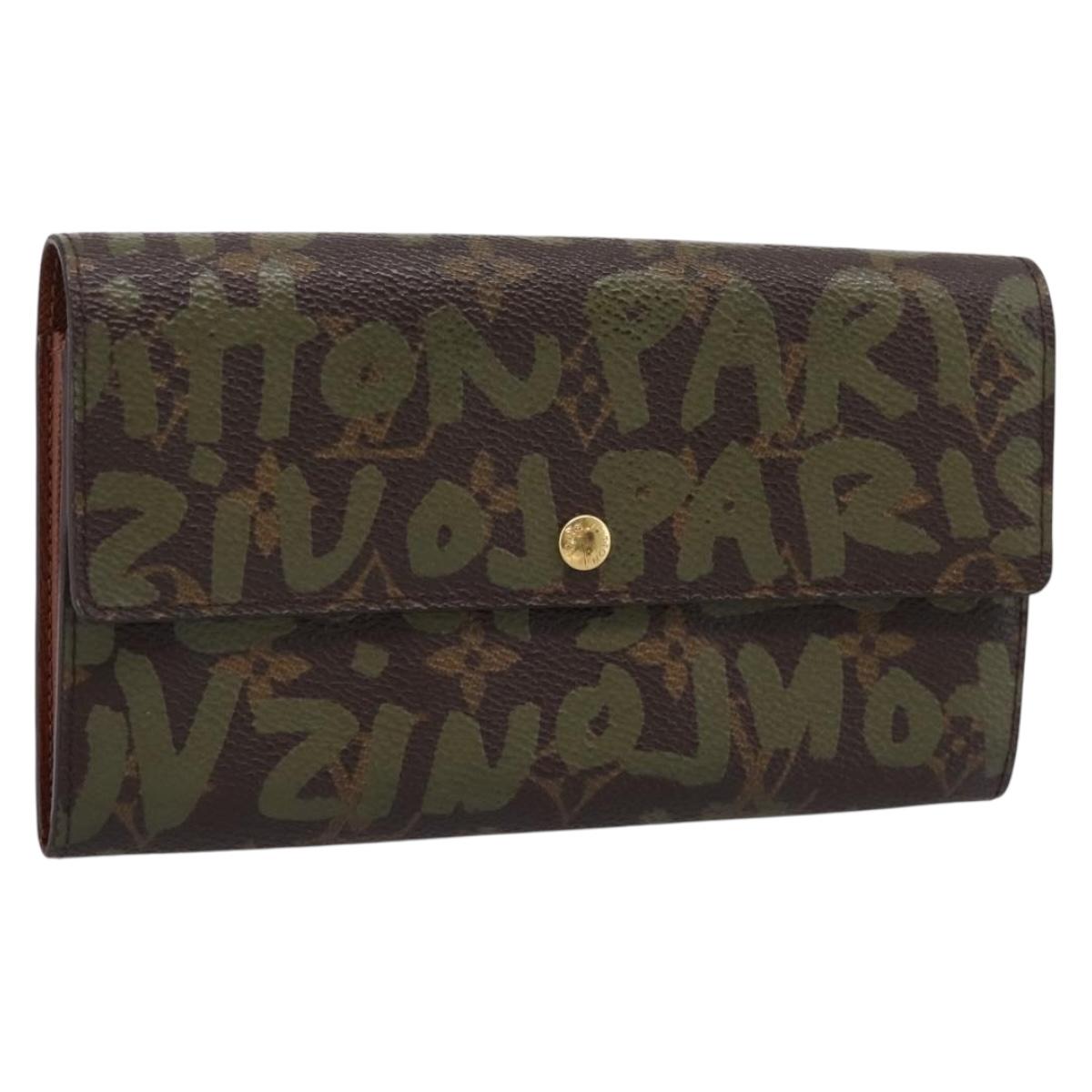 LOUIS VUITTON Monogram Graffiti Porte Monnaie Credit Khaki M92188 Auth 207981V