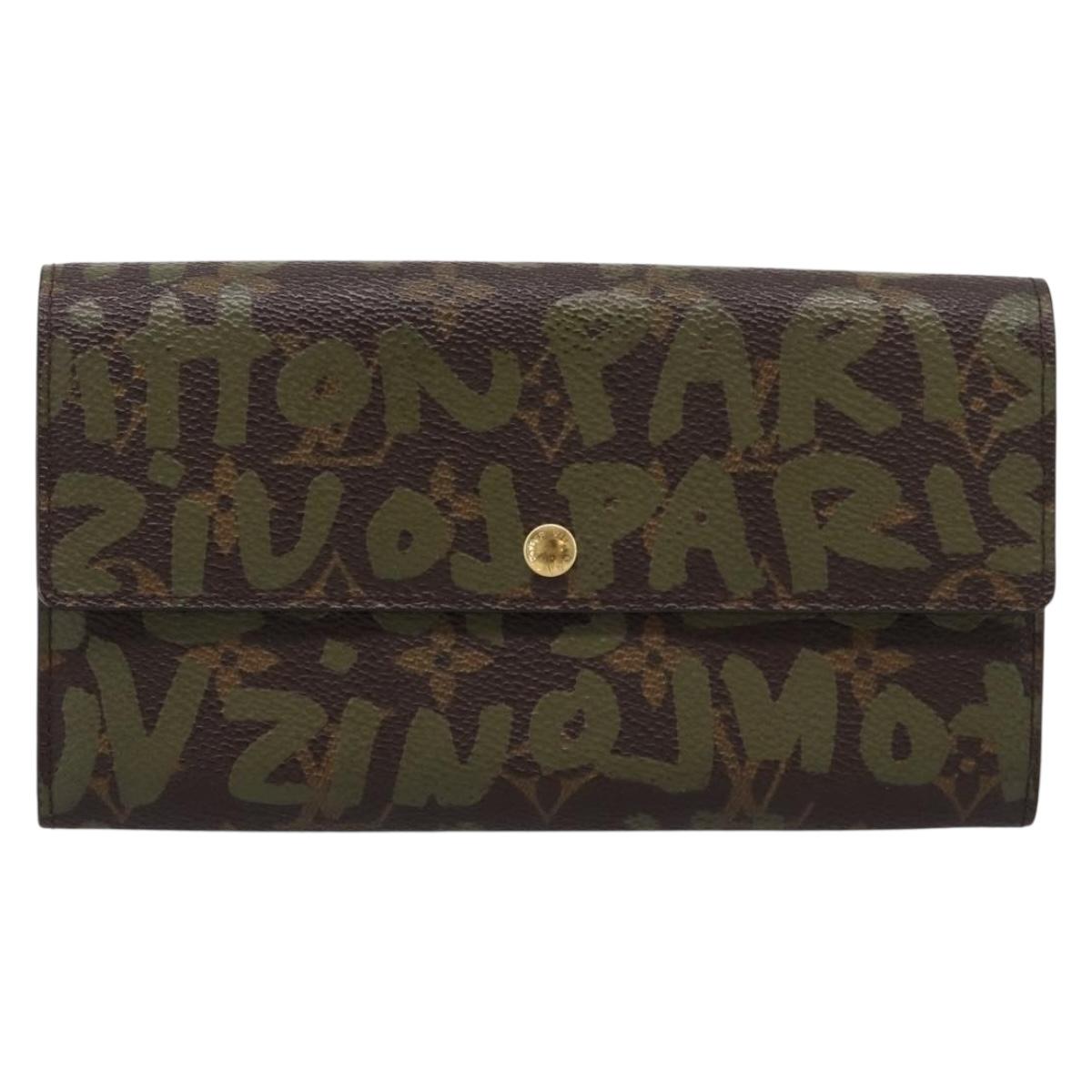 LOUIS VUITTON Monogram Graffiti Porte Monnaie Credit Khaki M92188 Auth 207981V