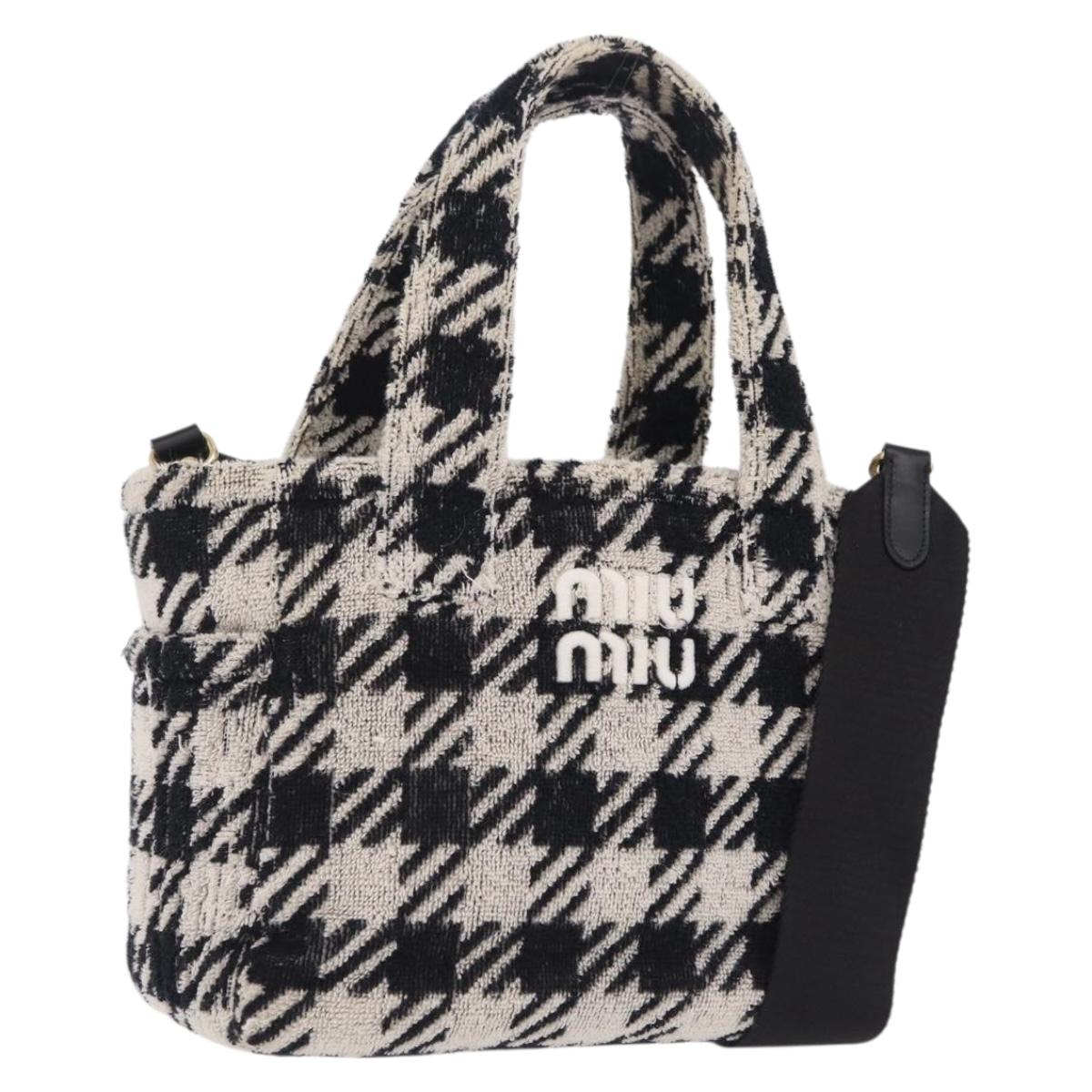Miu Miu Hand Bag Pile 2way Black Gold Auth 207984A