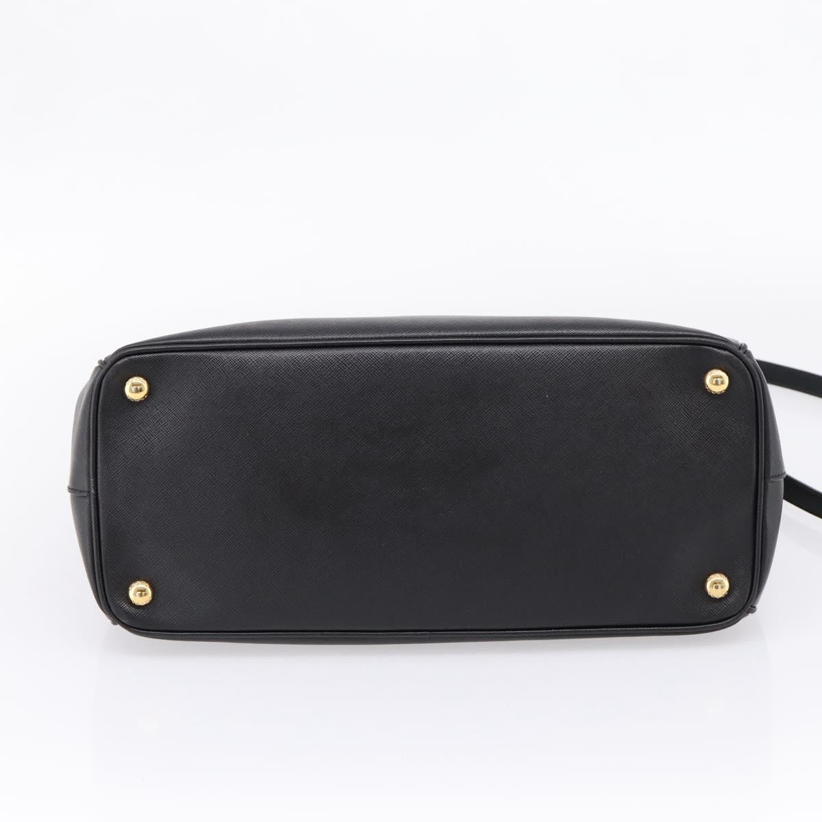 PRADA Galleria Hand Bag Saffiano leather 2way Black Gold Auth 207986V