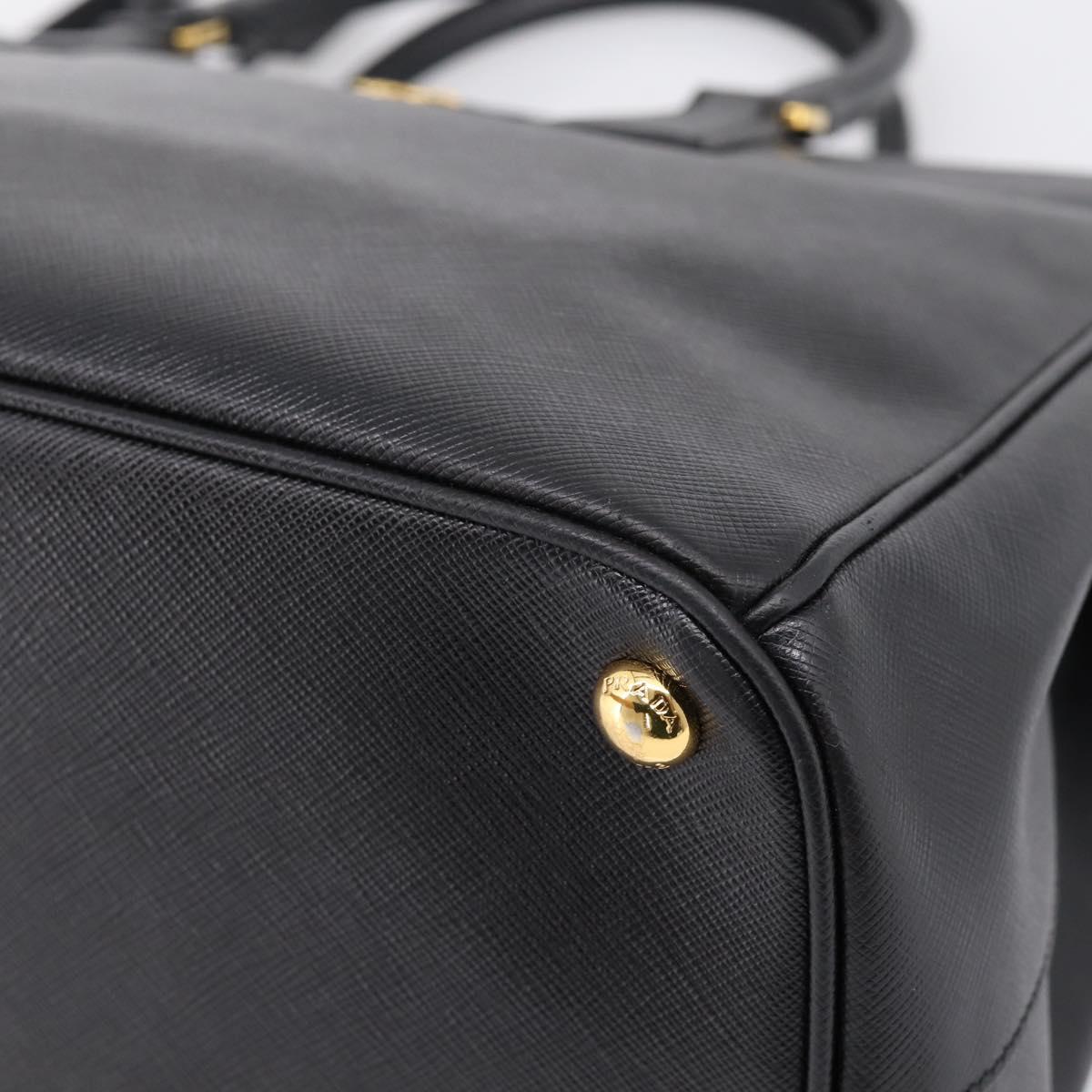 PRADA Galleria Hand Bag Saffiano leather 2way Black Gold Auth 207986V