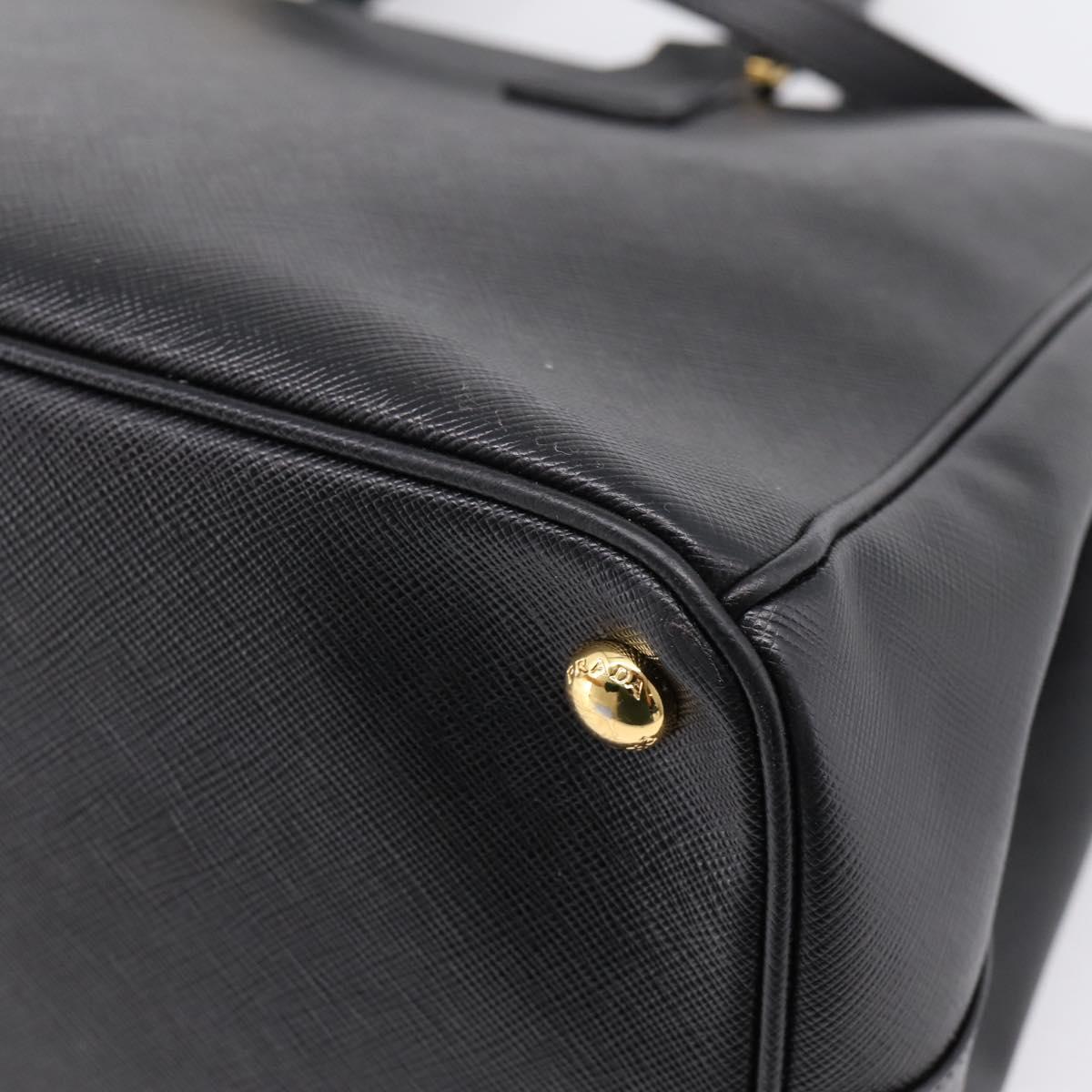 PRADA Galleria Hand Bag Saffiano leather 2way Black Gold Auth 207986V