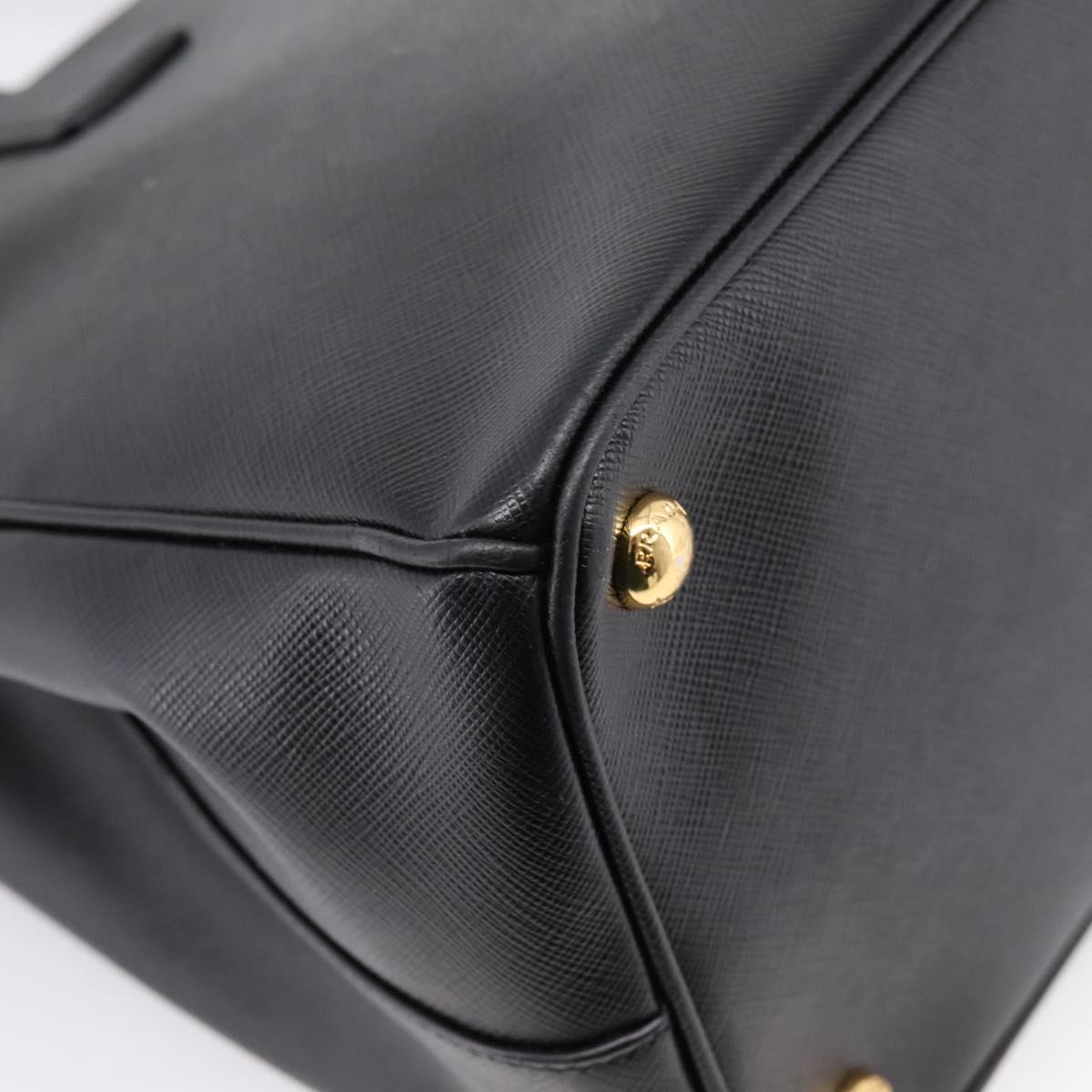 PRADA Galleria Hand Bag Saffiano leather 2way Black Gold Auth 207986V