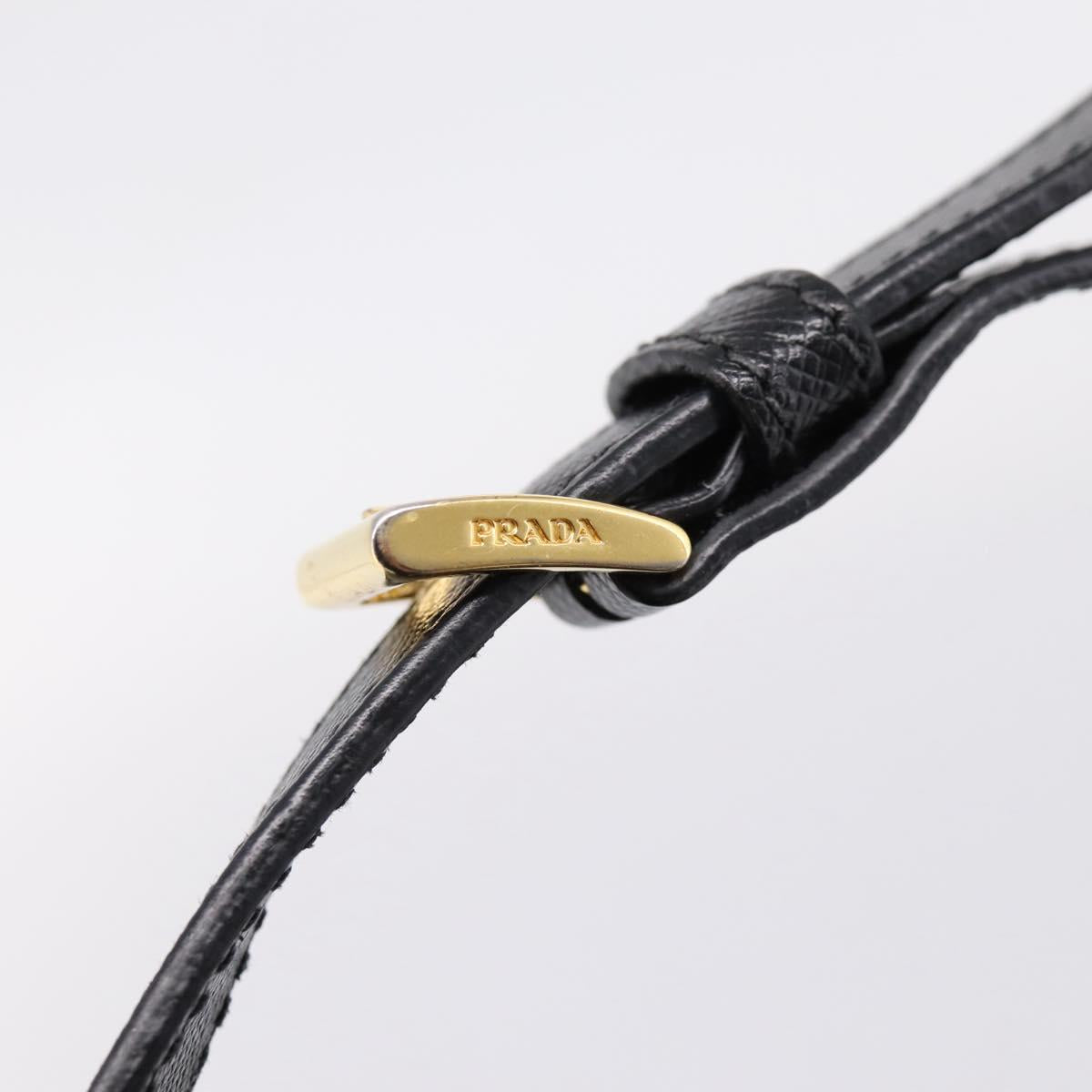 PRADA Galleria Hand Bag Saffiano leather 2way Black Gold Auth 207986V