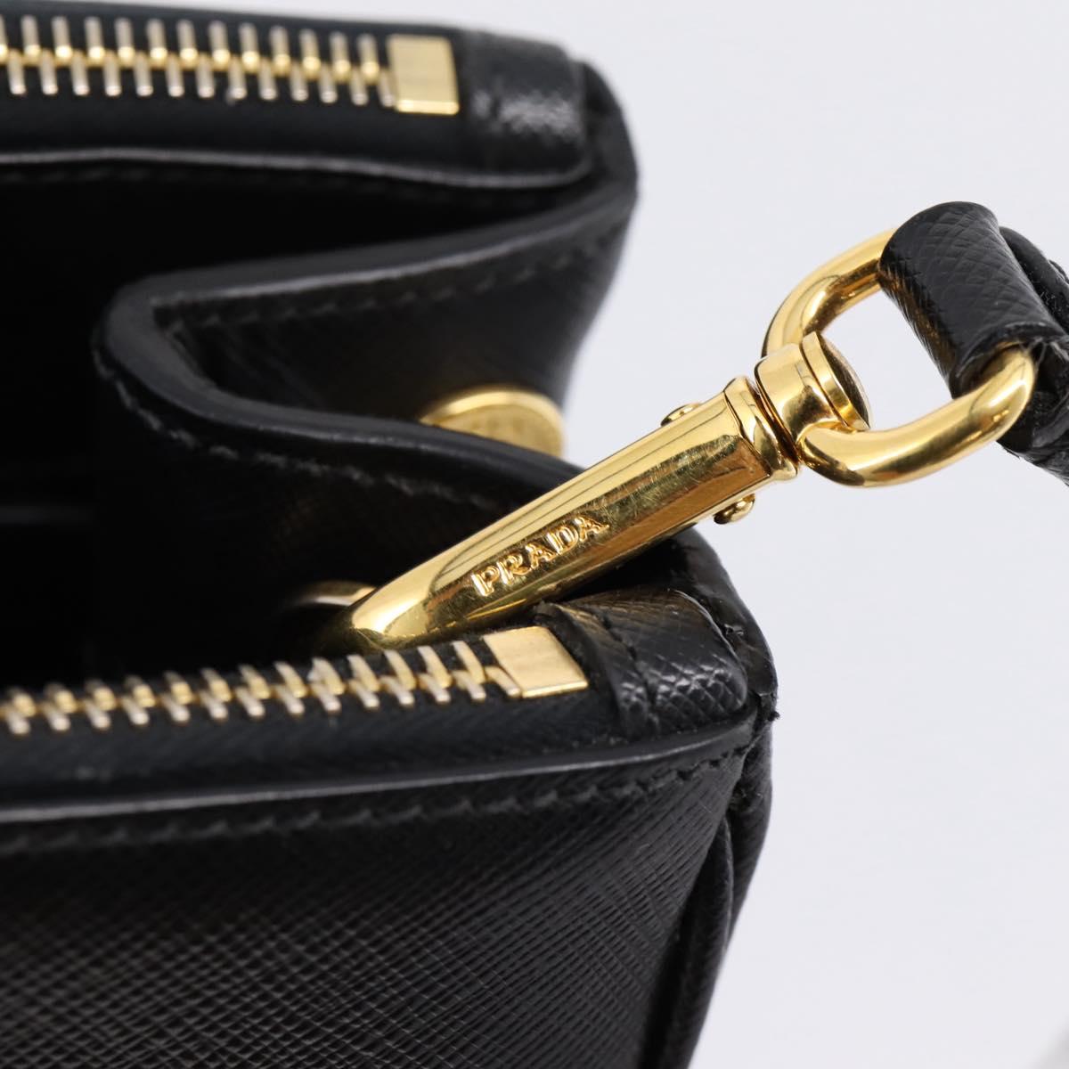 PRADA Galleria Hand Bag Saffiano leather 2way Black Gold Auth 207986V