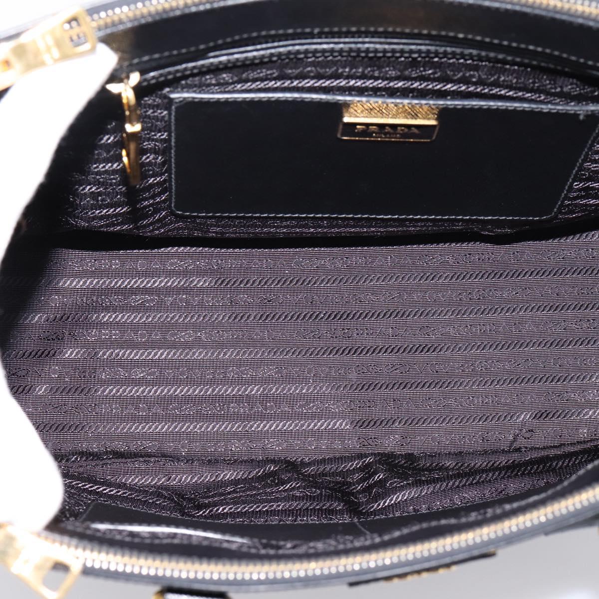 PRADA Galleria Hand Bag Saffiano leather 2way Black Gold Auth 207986V