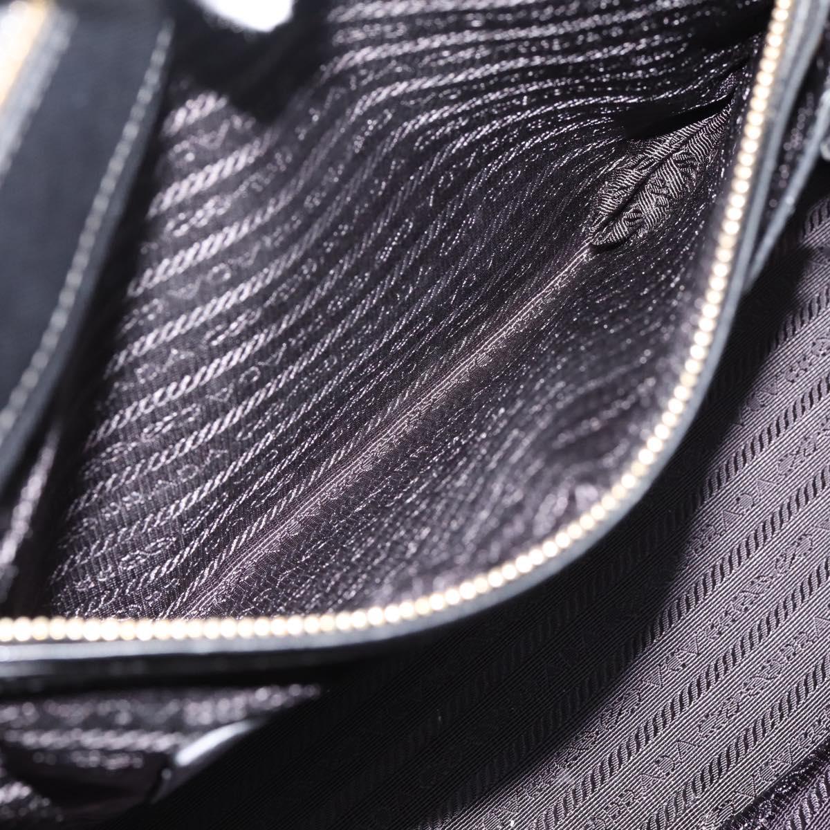 PRADA Galleria Hand Bag Saffiano leather 2way Black Gold Auth 207986V