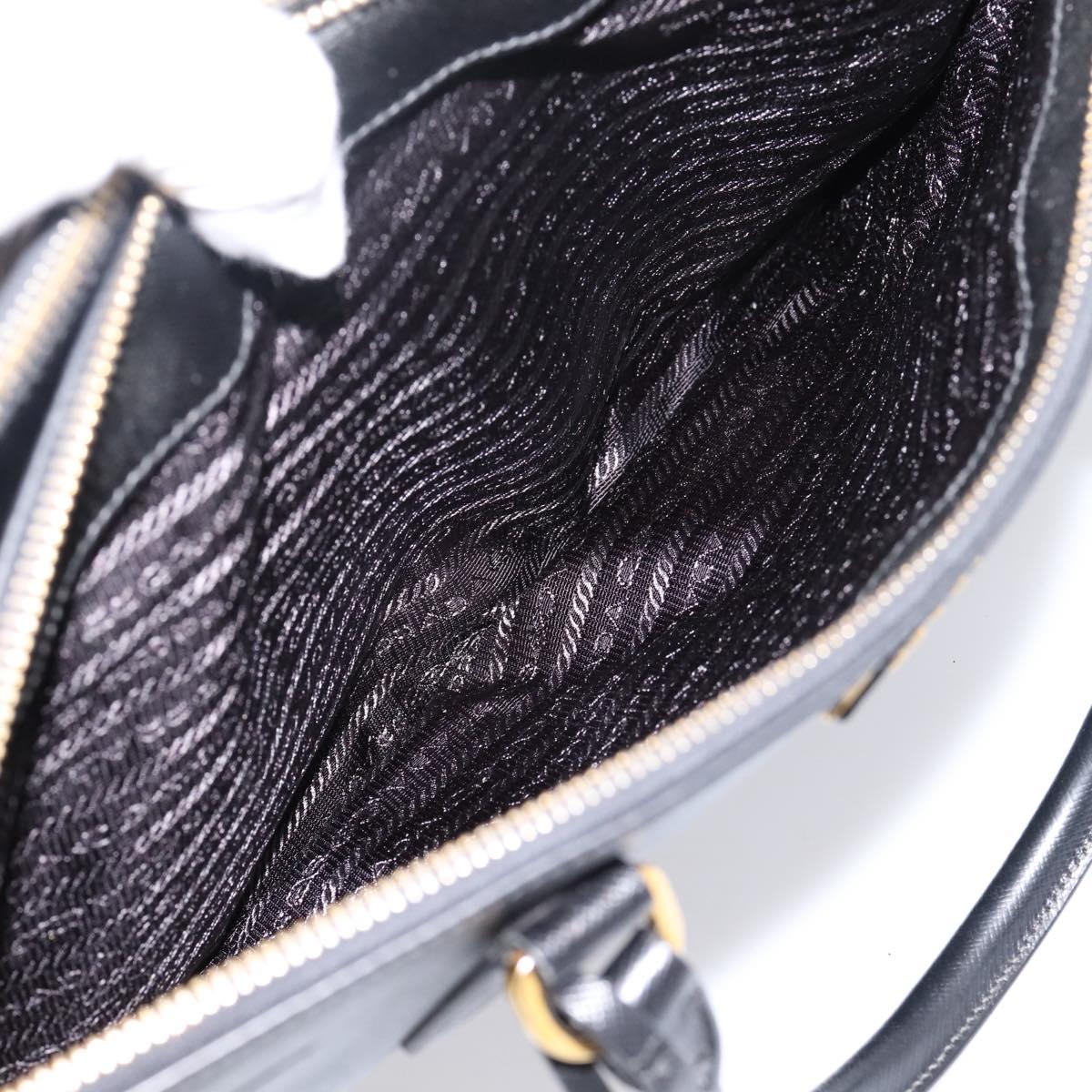 PRADA Galleria Hand Bag Saffiano leather 2way Black Gold Auth 207986V