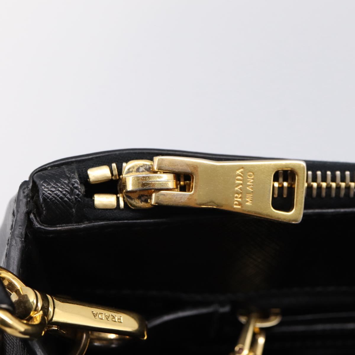 PRADA Galleria Hand Bag Saffiano leather 2way Black Gold Auth 207986V