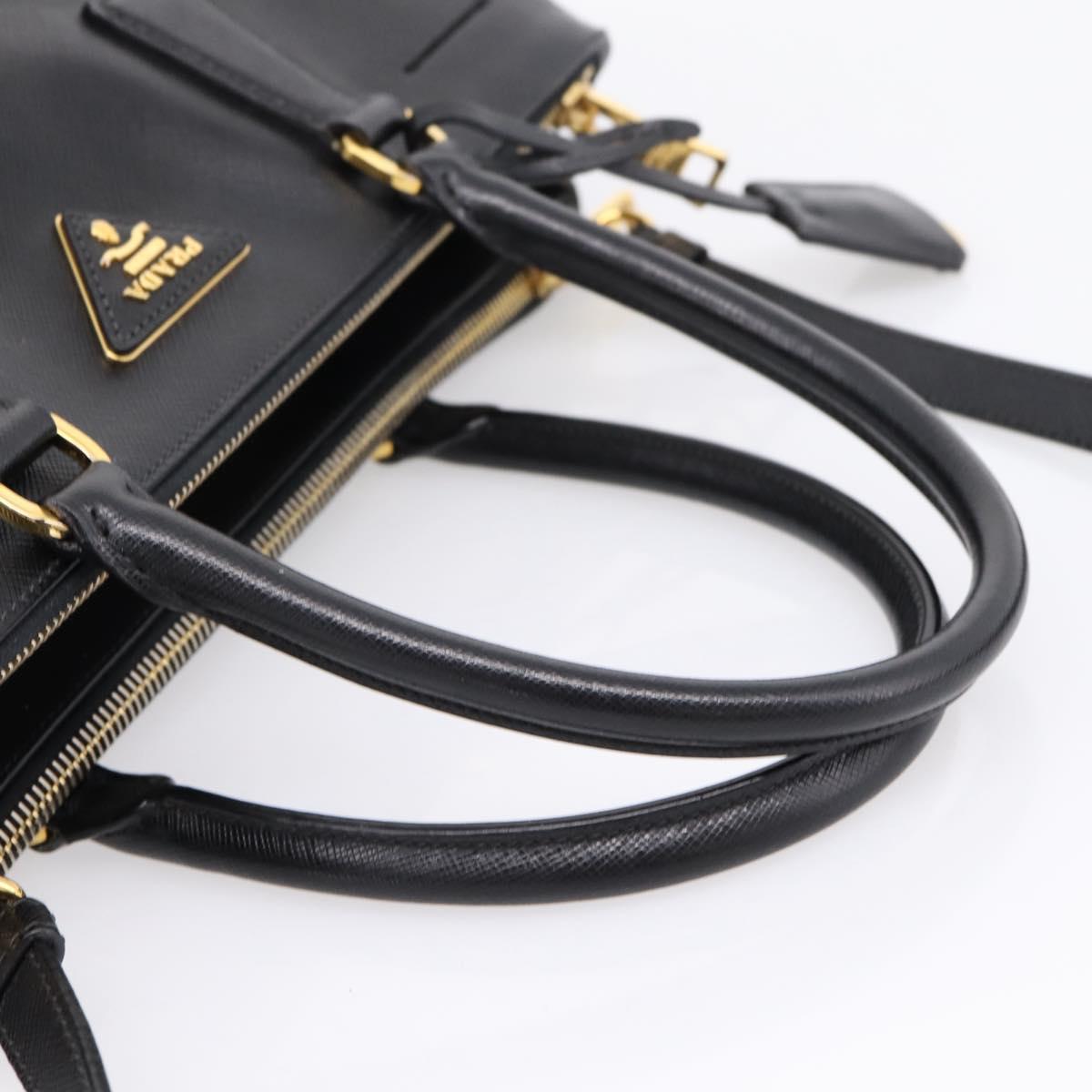 PRADA Galleria Hand Bag Saffiano leather 2way Black Gold Auth 207986V