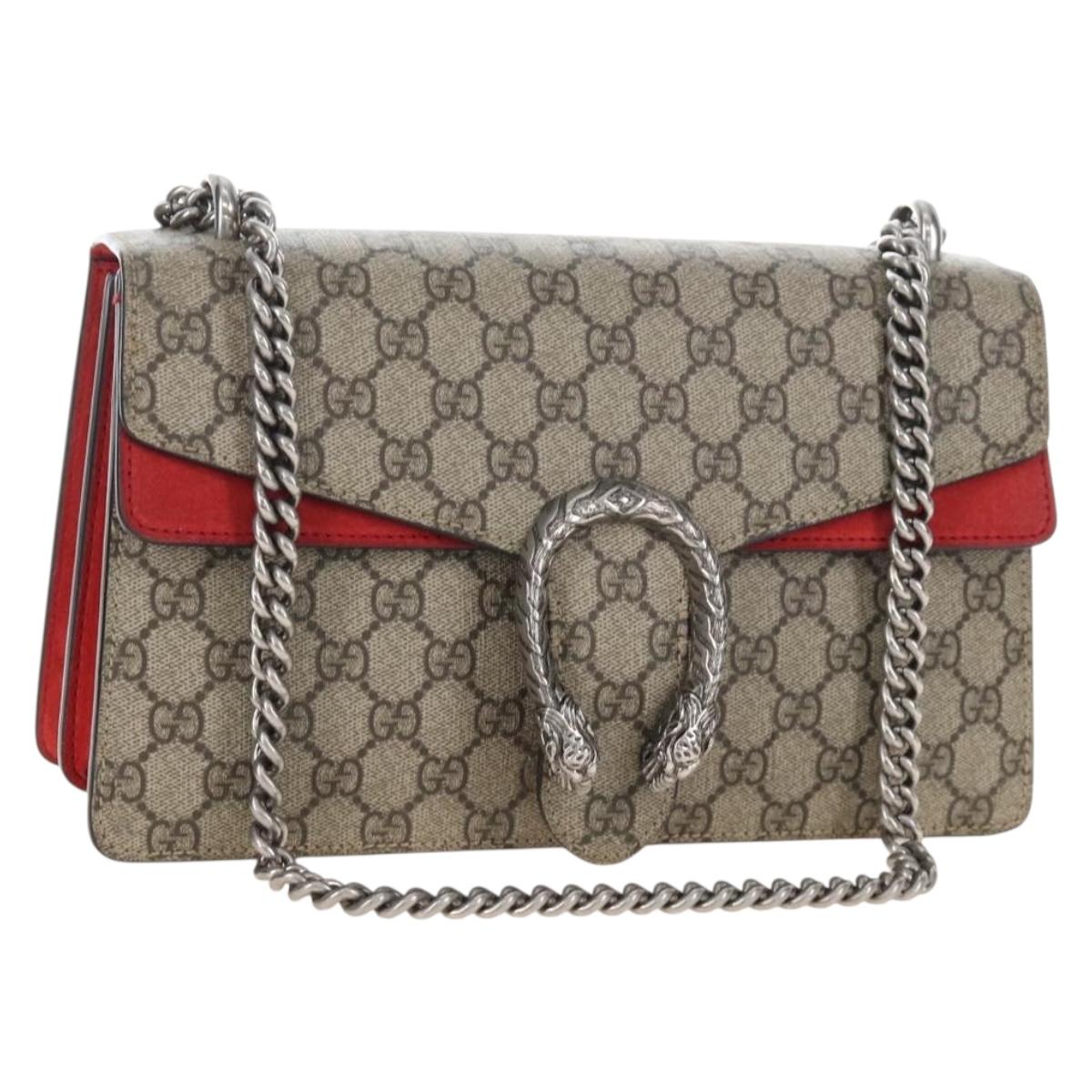 GUCCI GG Supreme Dionysus Chain Shoulder Bag PVC Beige 400249 Auth 207987V