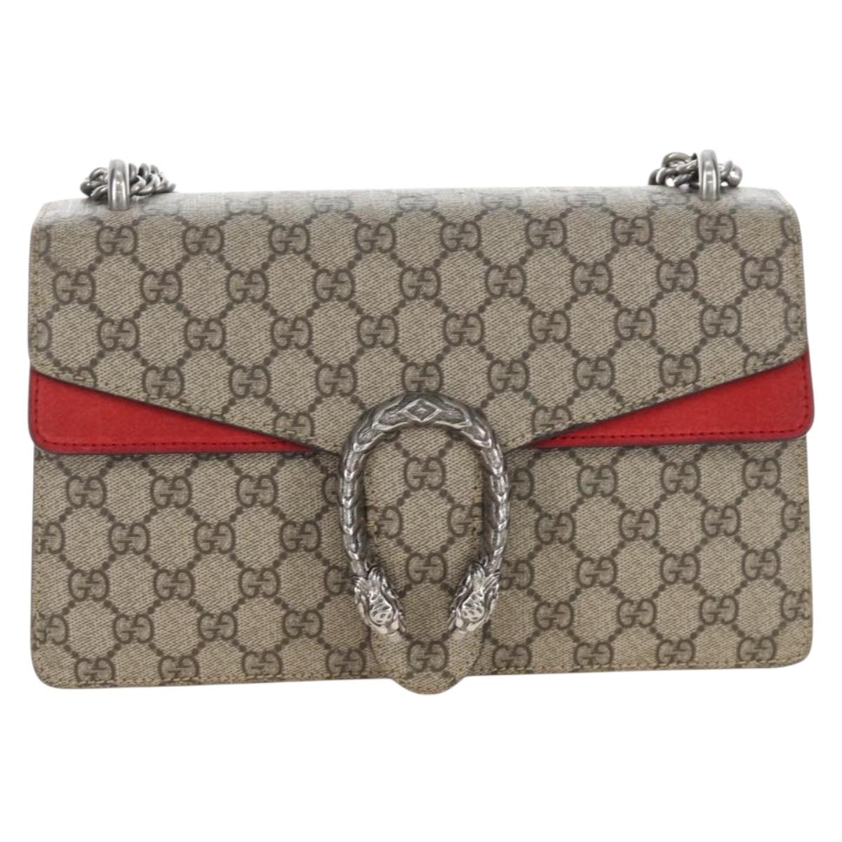 GUCCI GG Supreme Dionysus Chain Shoulder Bag PVC Beige 400249 Auth 207987V