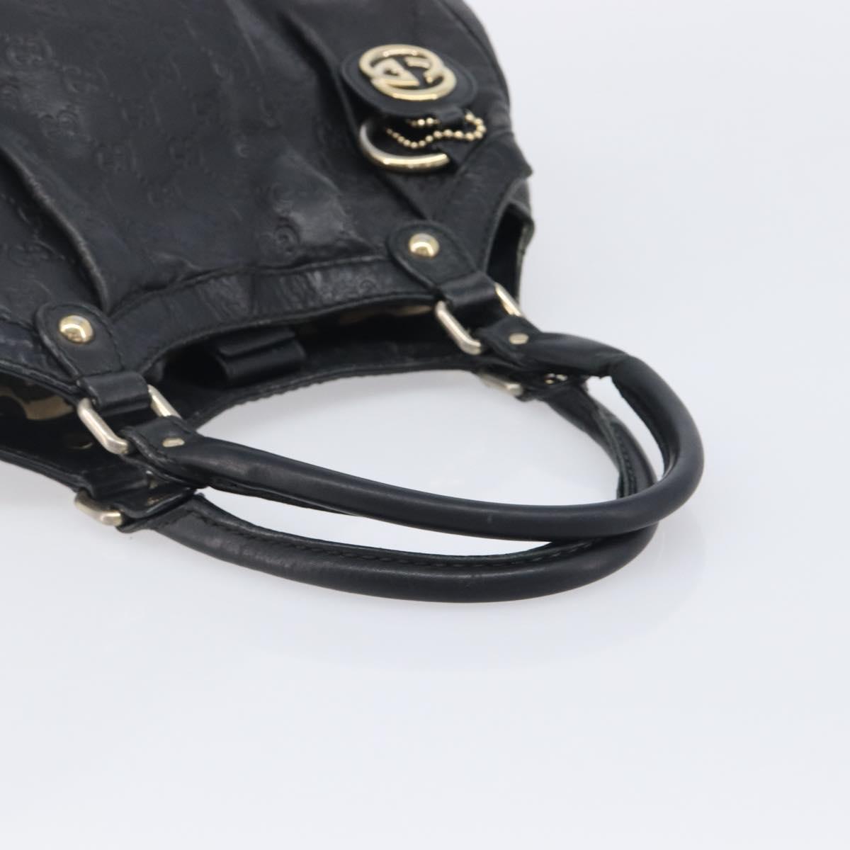 GUCCI GG Canvas Guccissima Sukey Tote Bag Leather Black Gold 211944 Auth 207988