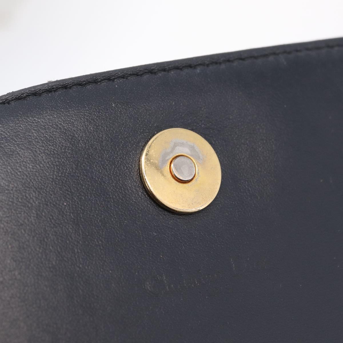 Christian Dior Trotter Canvas Chain Shoulder Bag Navy Gold Auth 207989