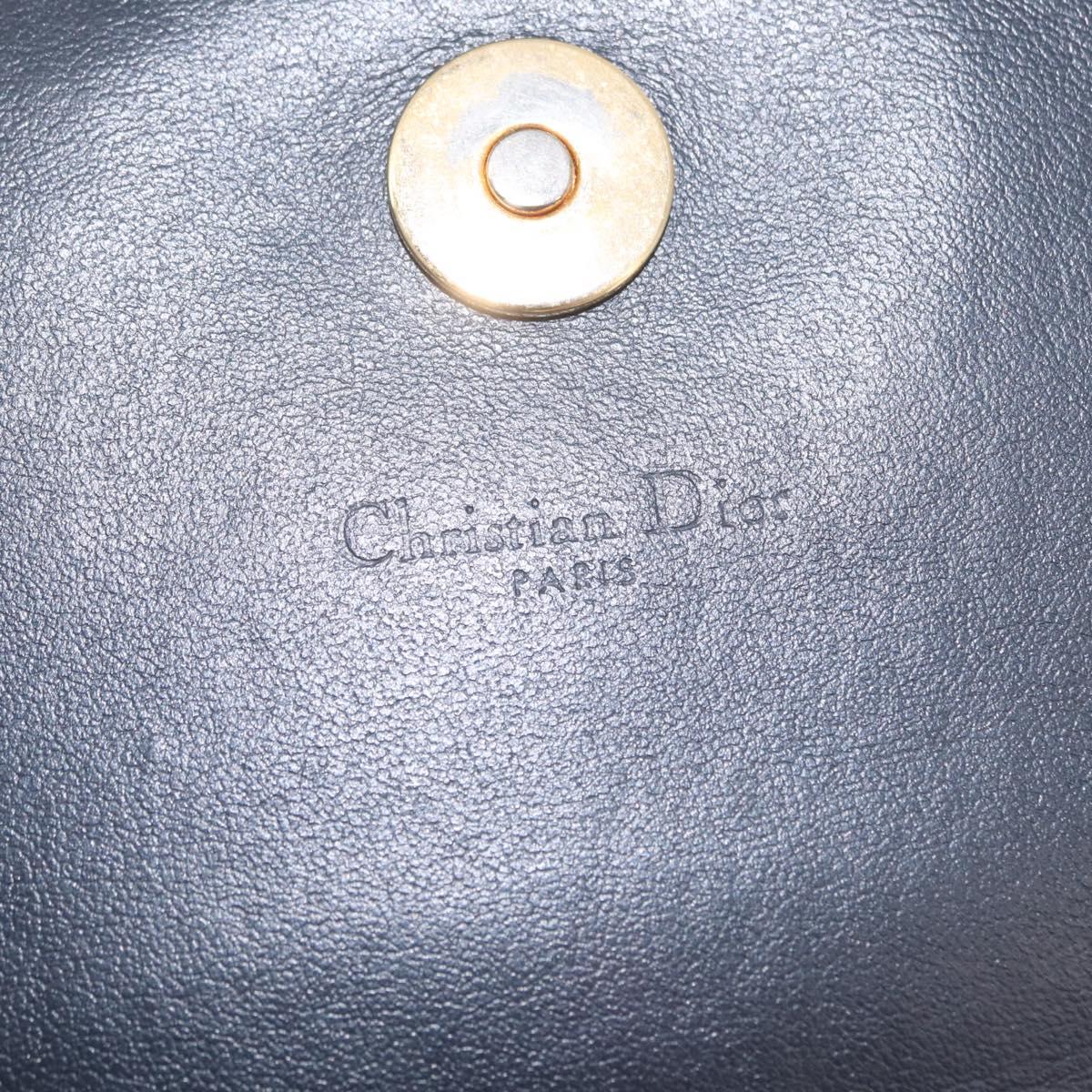 Christian Dior Trotter Canvas Chain Shoulder Bag Navy Gold Auth 207989