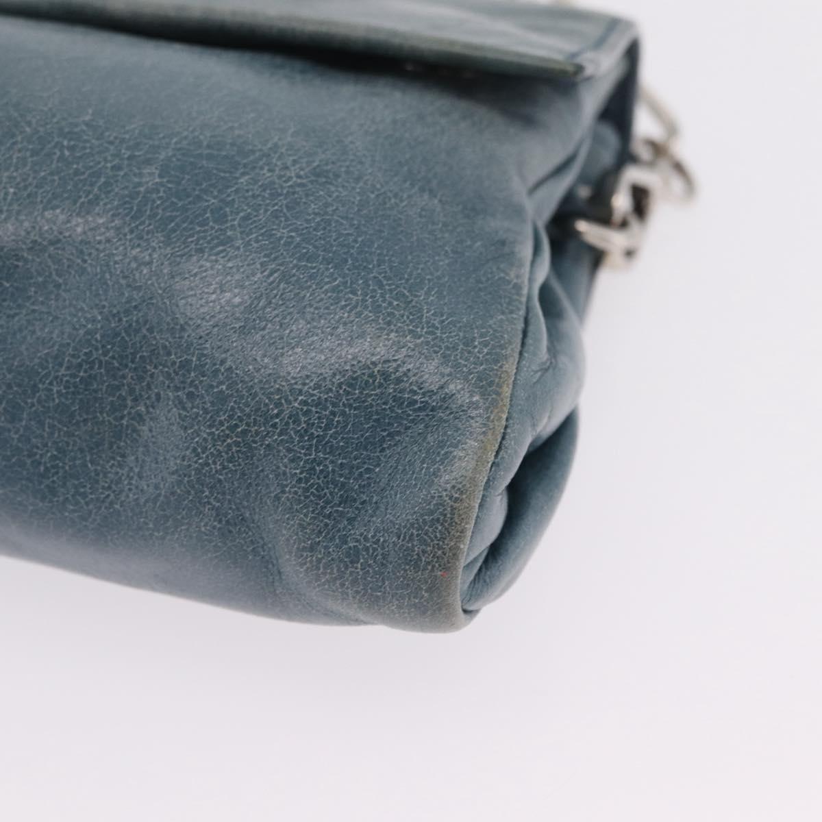 Miu Miu Matelasse Chain Shoulder Bag Vitellolux Blue Silver Auth 207991A