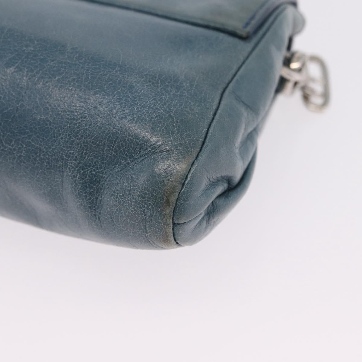 Miu Miu Matelasse Chain Shoulder Bag Vitellolux Blue Silver Auth 207991A