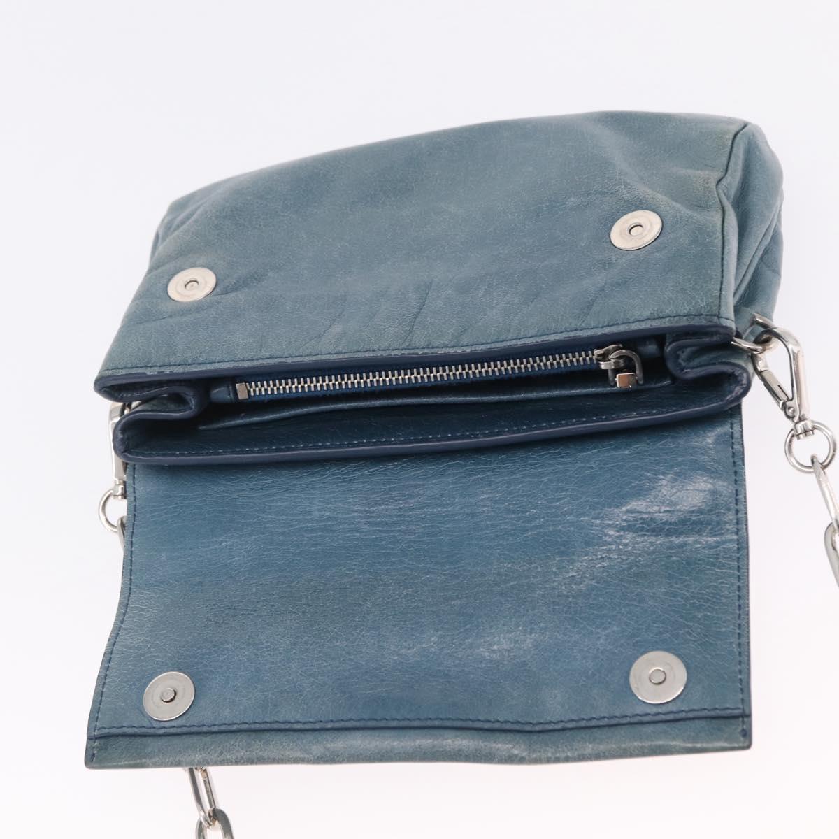 Miu Miu Matelasse Chain Shoulder Bag Vitellolux Blue Silver Auth 207991A