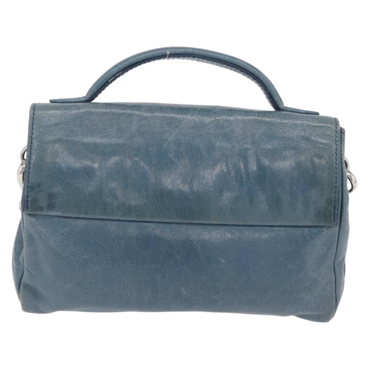 Miu Miu Matelasse Chain Shoulder Bag Vitellolux Blue Silver Auth 207991A