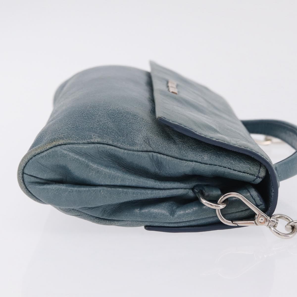 Miu Miu Matelasse Chain Shoulder Bag Vitellolux Blue Silver Auth 207991A