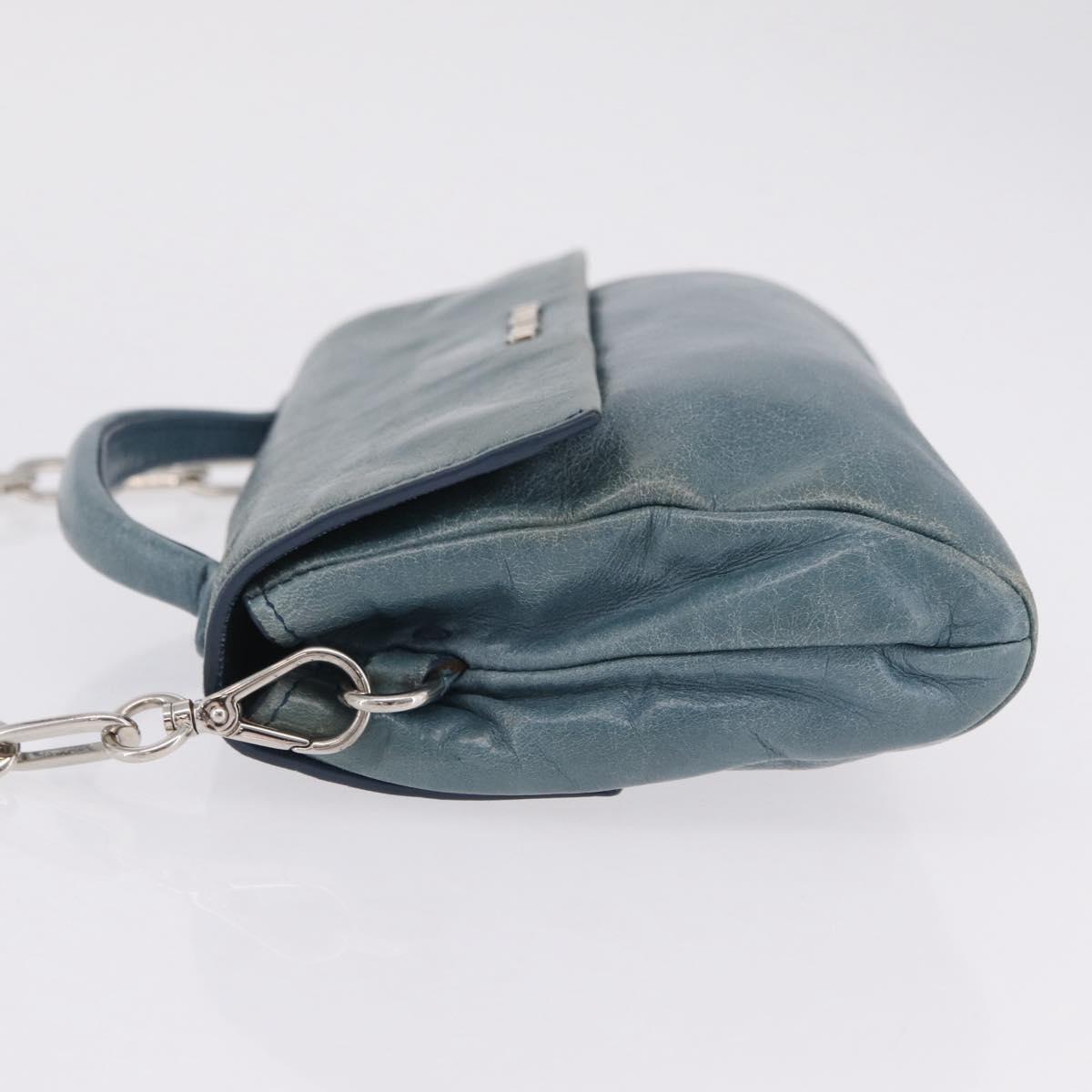 Miu Miu Matelasse Chain Shoulder Bag Vitellolux Blue Silver Auth 207991A