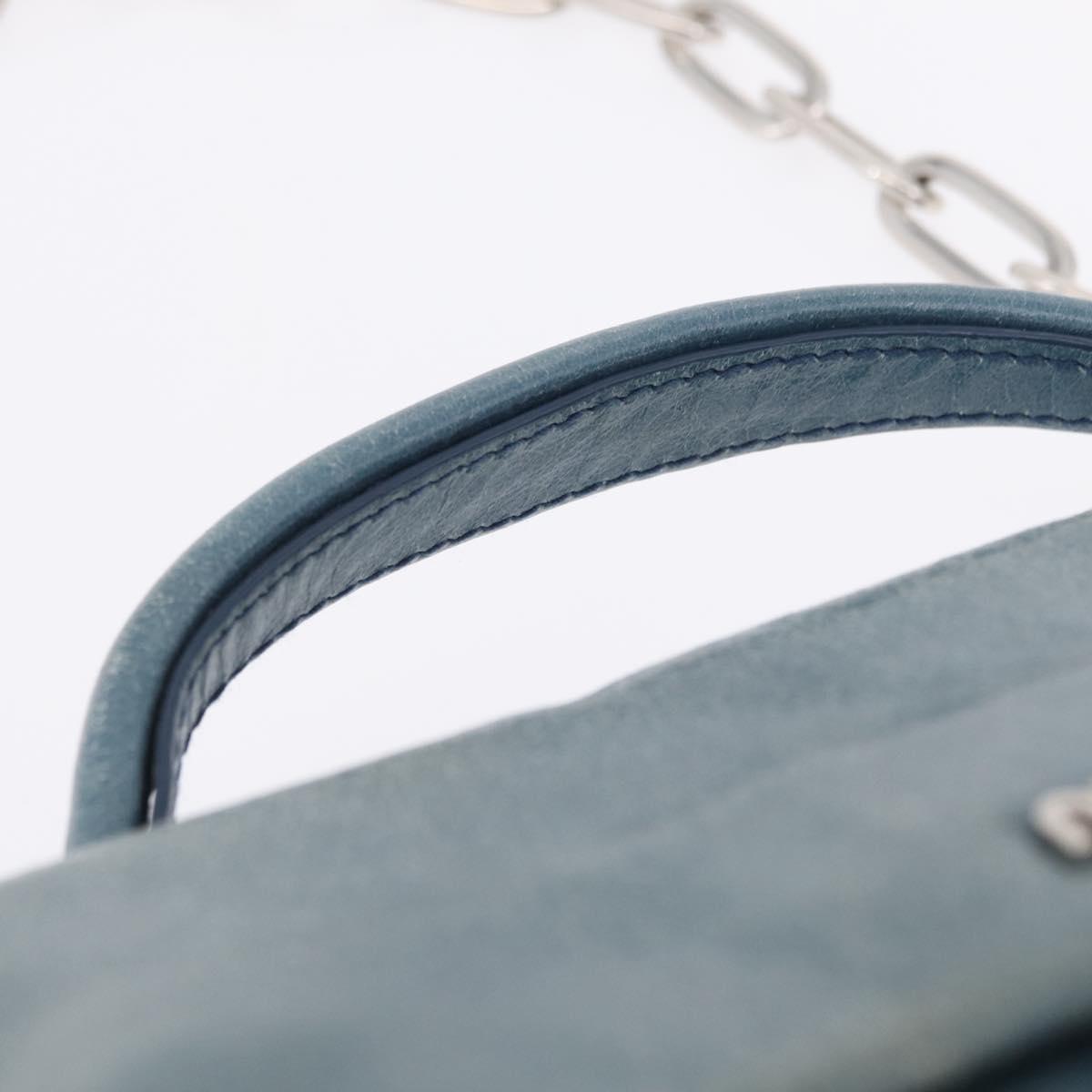Miu Miu Matelasse Chain Shoulder Bag Vitellolux Blue Silver Auth 207991A