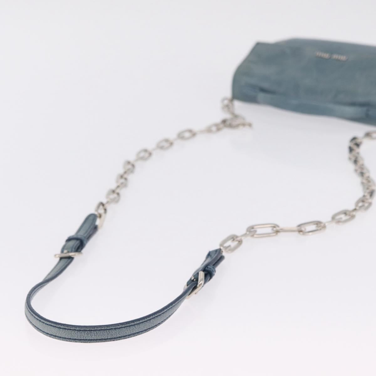 Miu Miu Matelasse Chain Shoulder Bag Vitellolux Blue Silver Auth 207991A