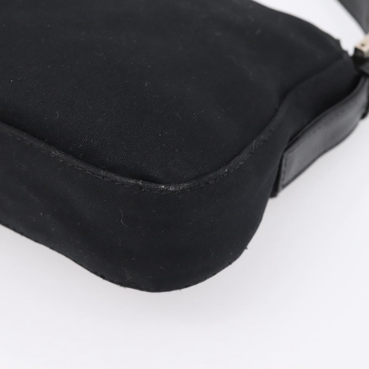 FENDI Mamma Baguette Shoulder Bag Cotton jersey Black Silver Auth 207994