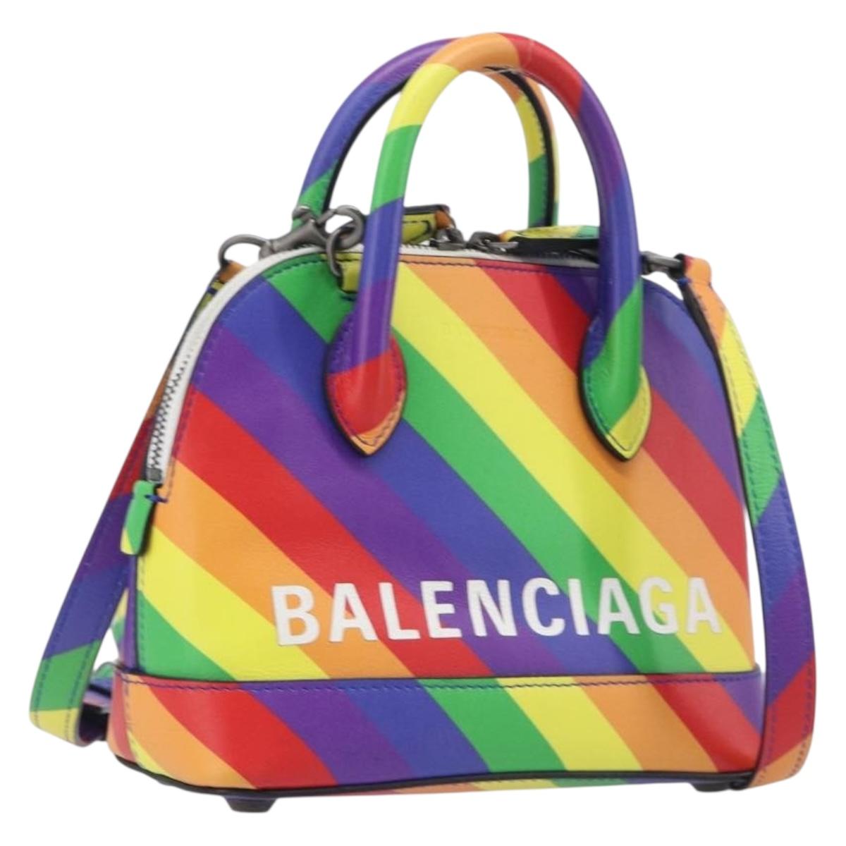 Balenciaga Ville XXS Hand Bag Leather 2way Rainbow 550646 Auth 207995M