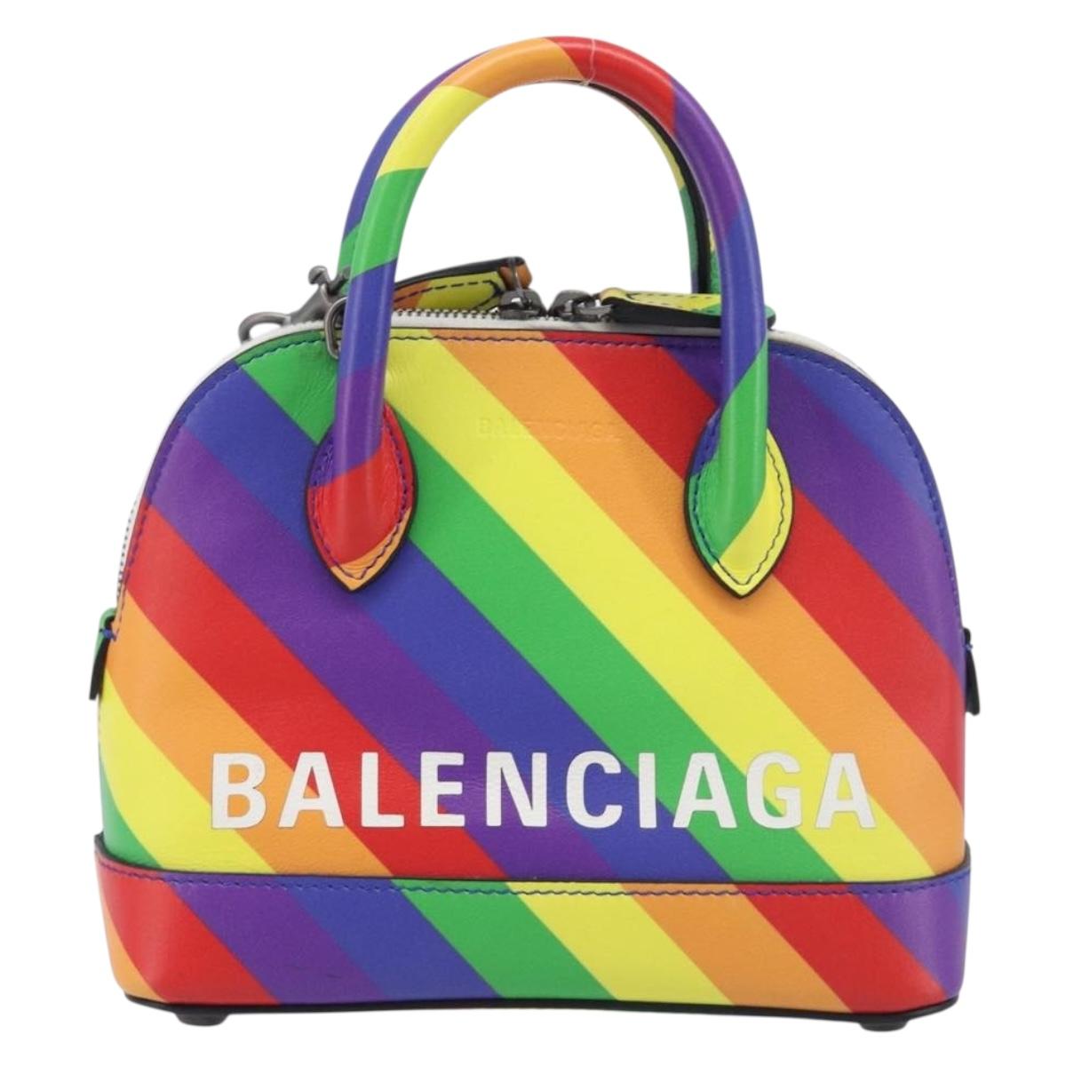 Balenciaga Ville XXS Hand Bag Leather 2way Rainbow 550646 Auth 207995M